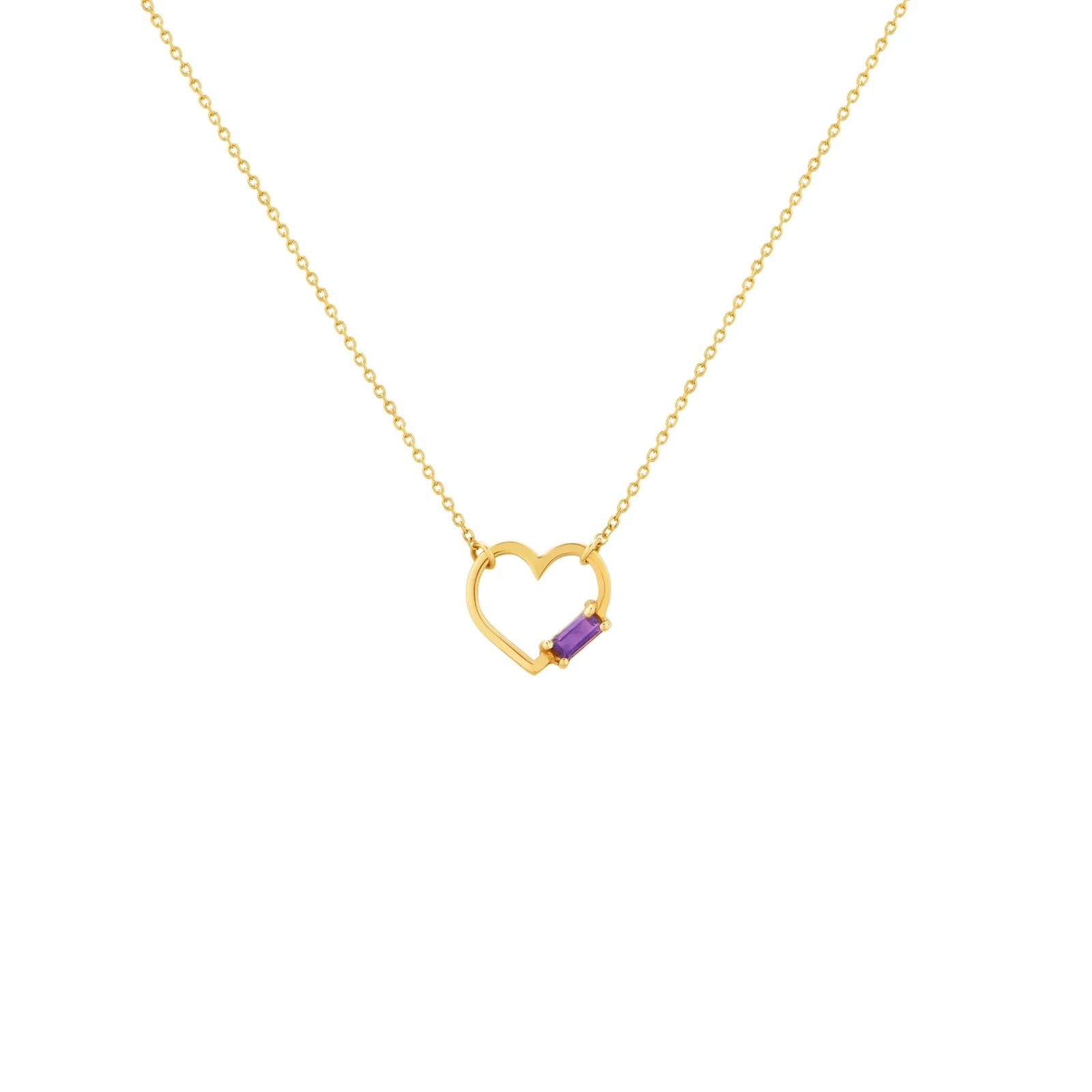 COLLAR CORAZÓN SILUETA CON AMATISTA EN ORO 18K - Image 1