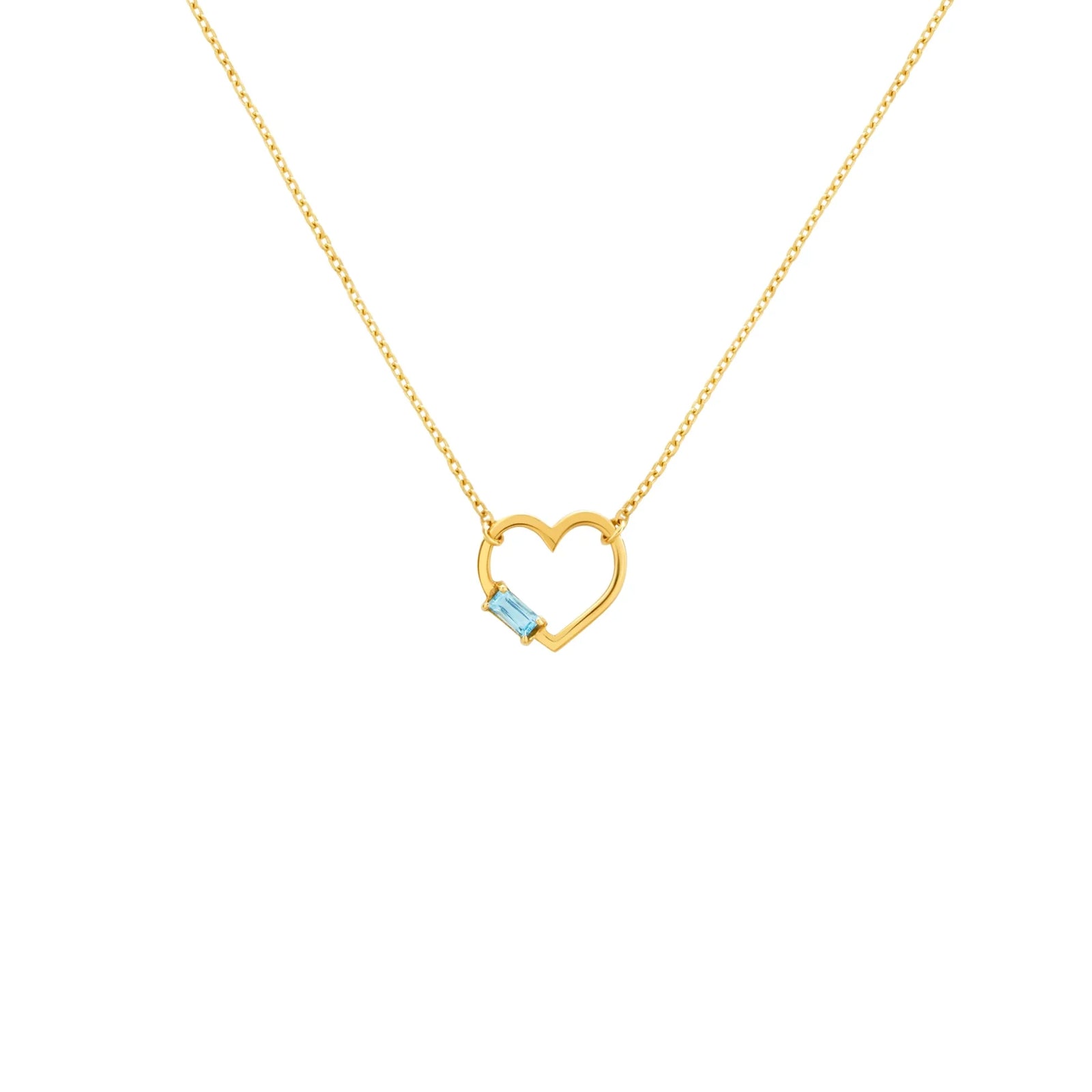 COLLAR CORAZÓN SILUETA CON TOPACIO EN ORO 18K - Image 1