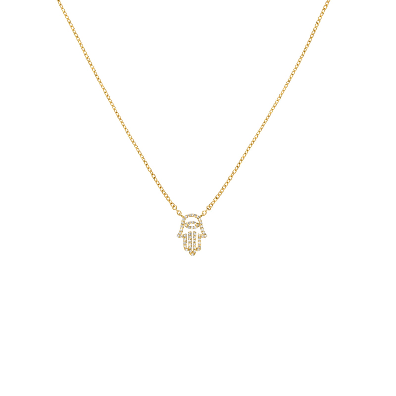 COLLAR DIAMANTES MANO HAMSA EN ORO 18K - Image 1