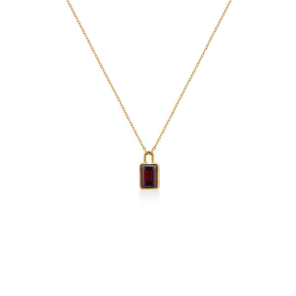 COLLAR PIEDRA OCTOGONAL RODOLITA EN ORO 18K