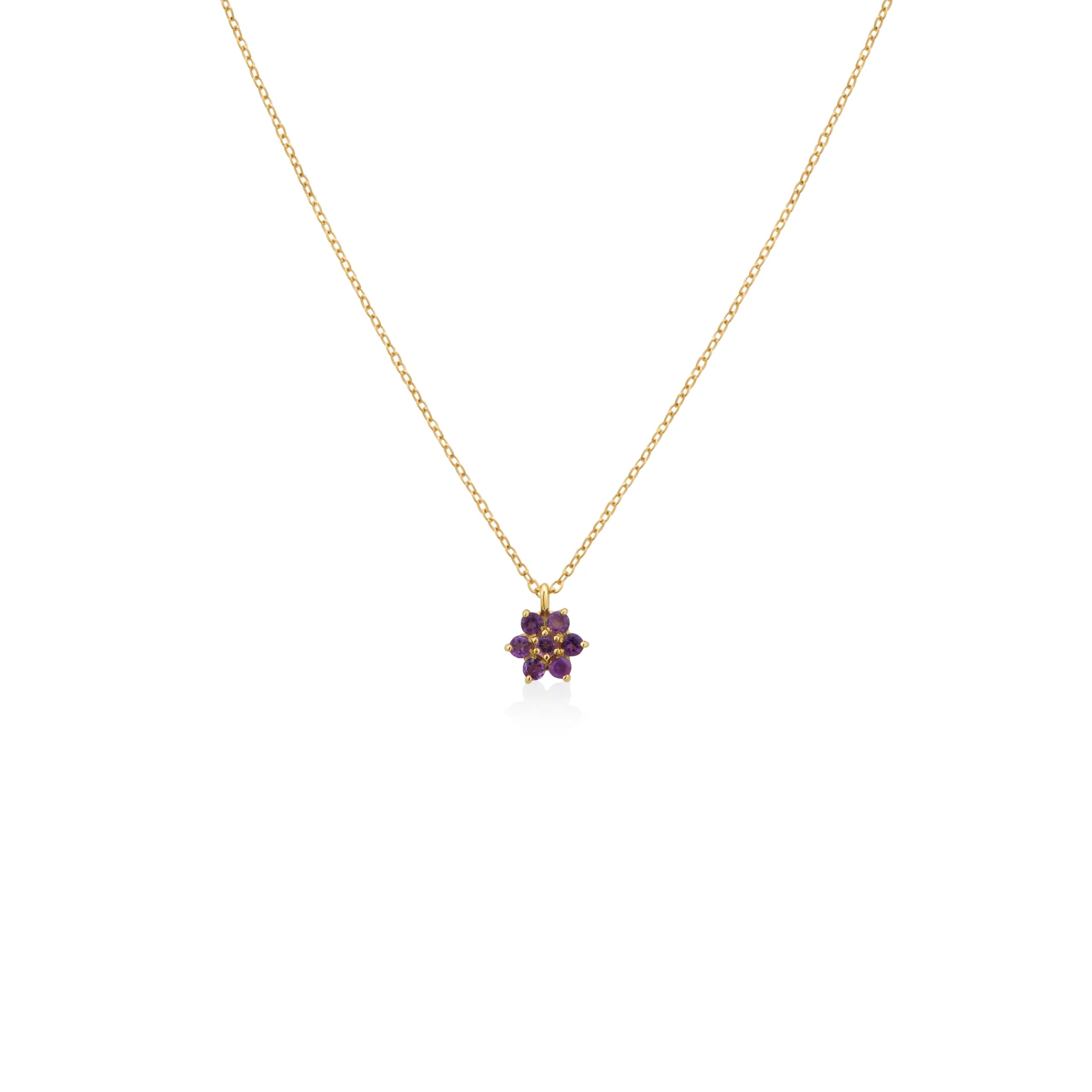 COLLAR ROSETA MINI AMATISTAS EN ORO 18K - Gallery 1