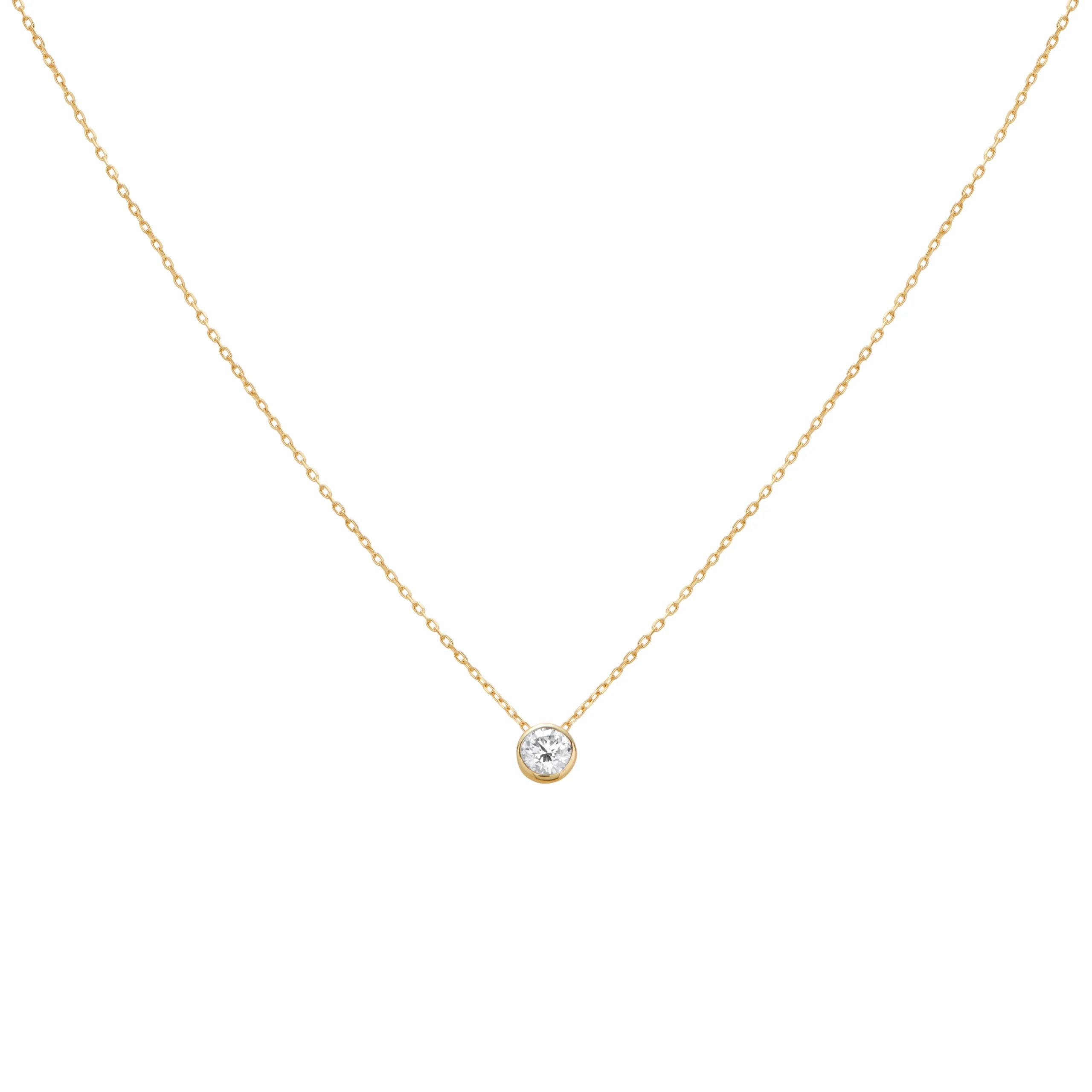 COLLAR PUNTO DE LUZ DIAMANTE BISELADO EN ORO 18K - Gallery 5