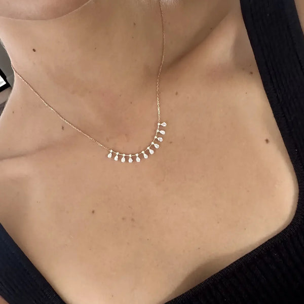 COLLAR DIAMANTES GOTAS COLGANTES EN ORO 18K - Secondary