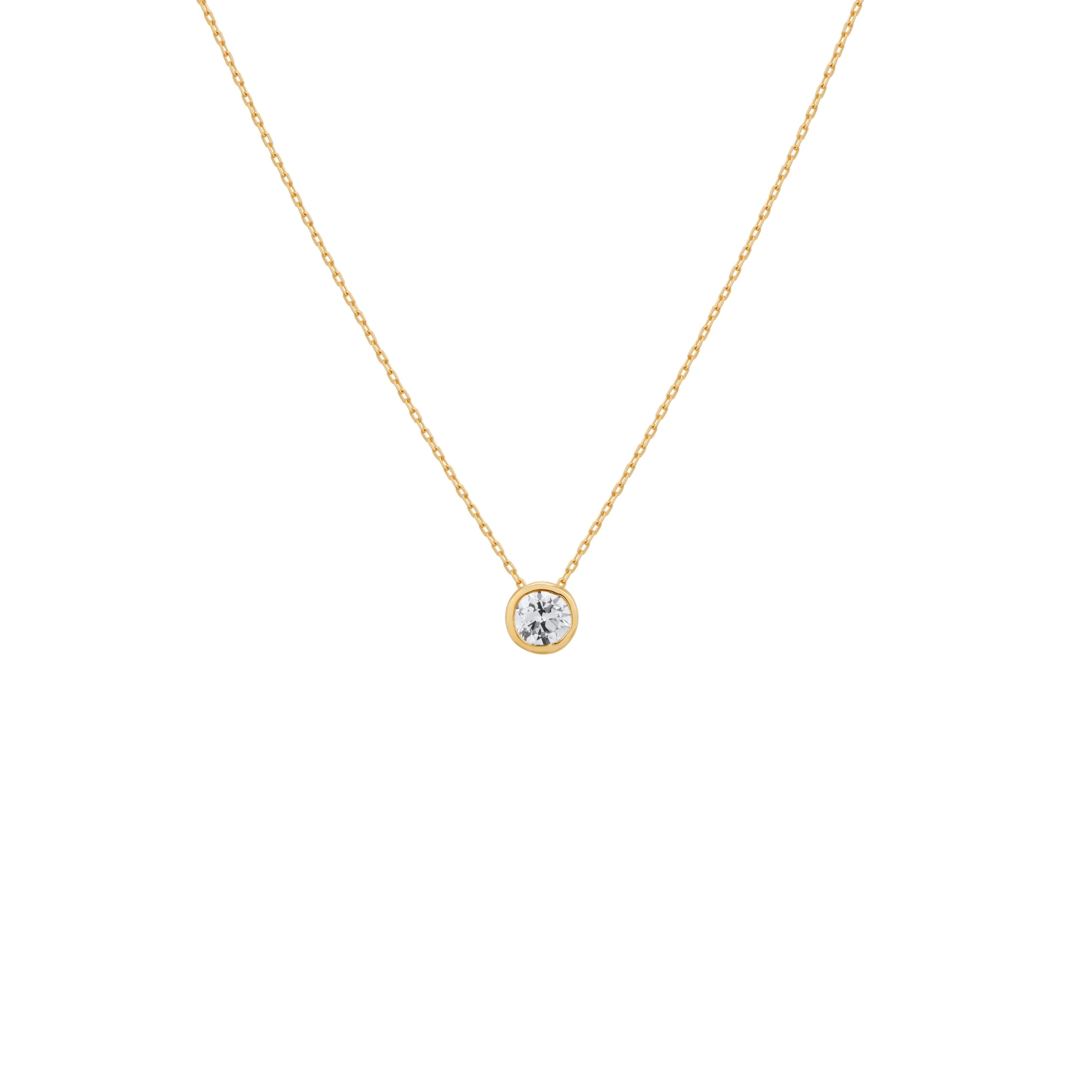 COLLAR PUNTO DE LUZ DIAMANTE BISELADO EN ORO 18K - Gallery 4