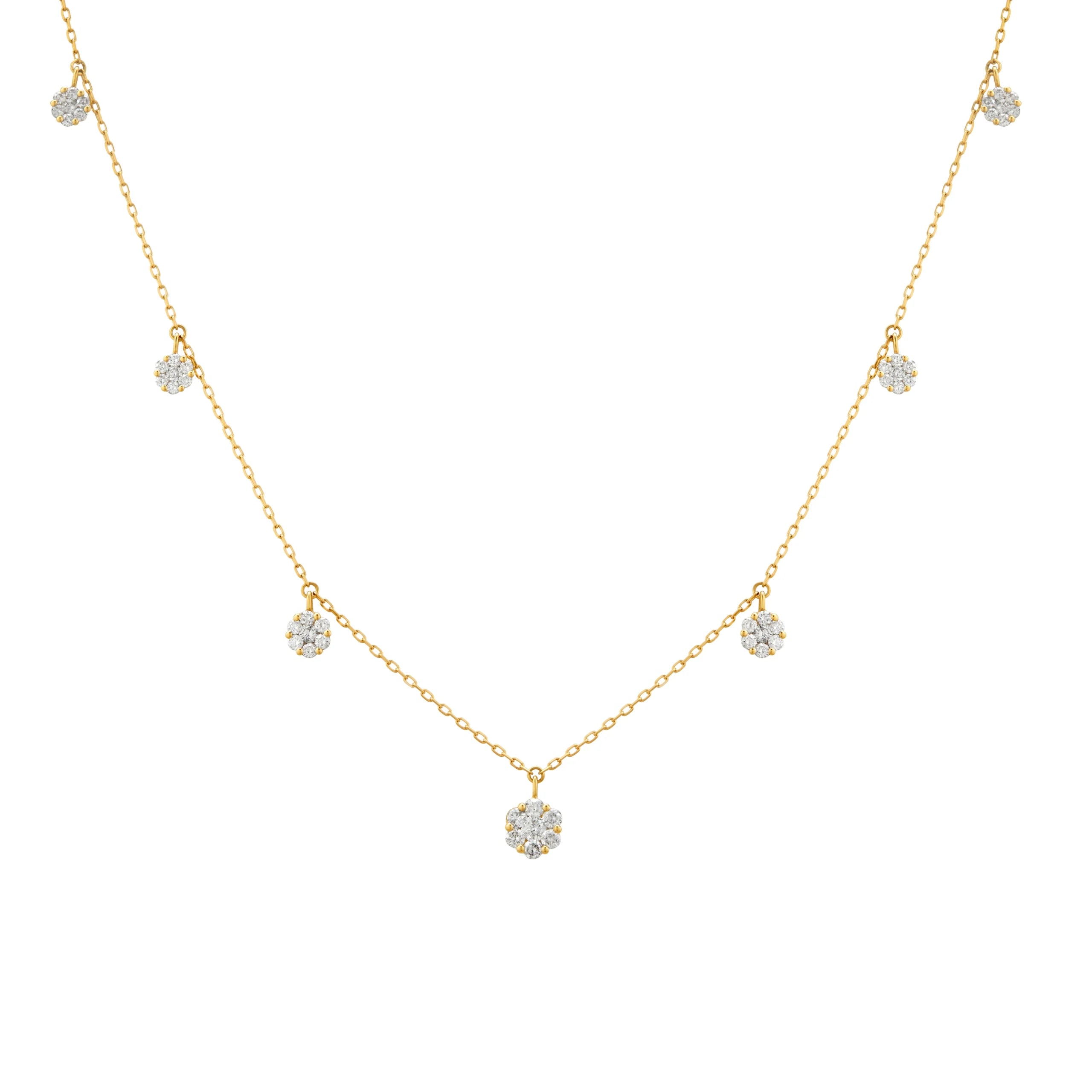 COLLAR DIAMANTES ROSETAS DEGRADÉ EN ORO 18K - Gallery 1