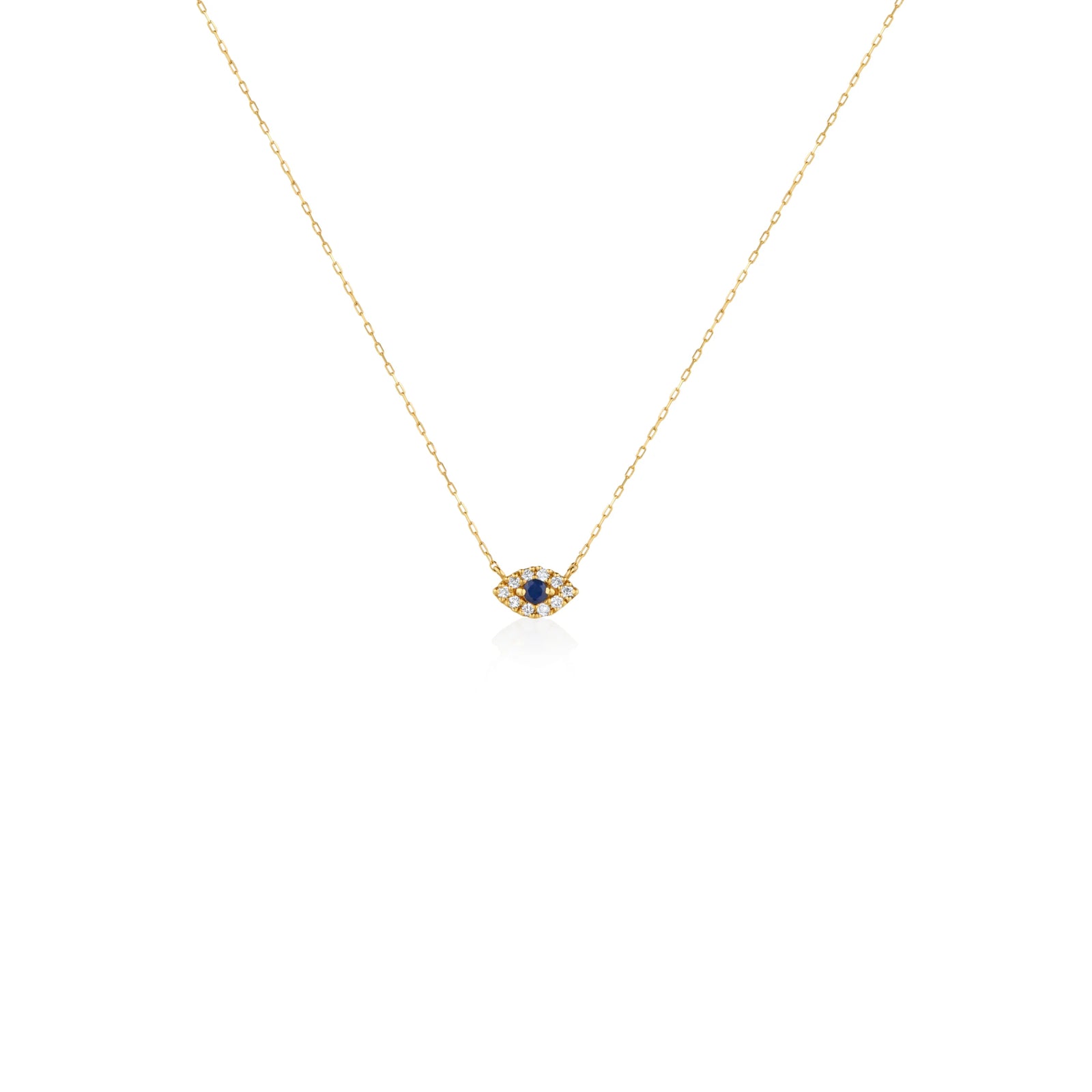 COLLAR OJO TURCO CON DIAMANTES Y ZAFIRO EN ORO 18K - Image 1