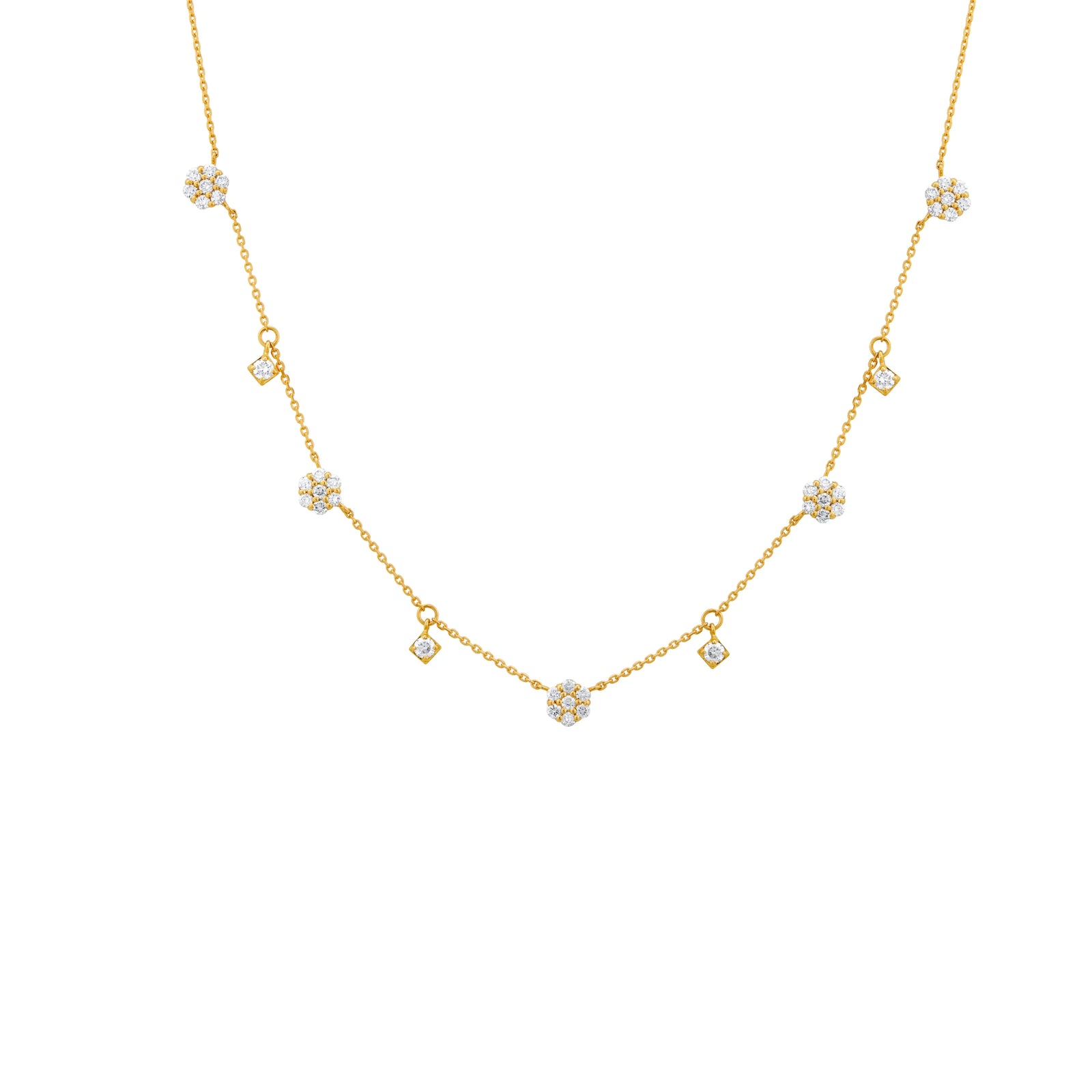 COLLAR DIAMANTES ROSETAS INTERCALADAS EN ORO 18K - Image 1