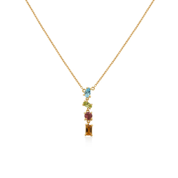 COLLAR PIEDRAS SEMIPRECIOSAS 0.93CT EN ORO 18K