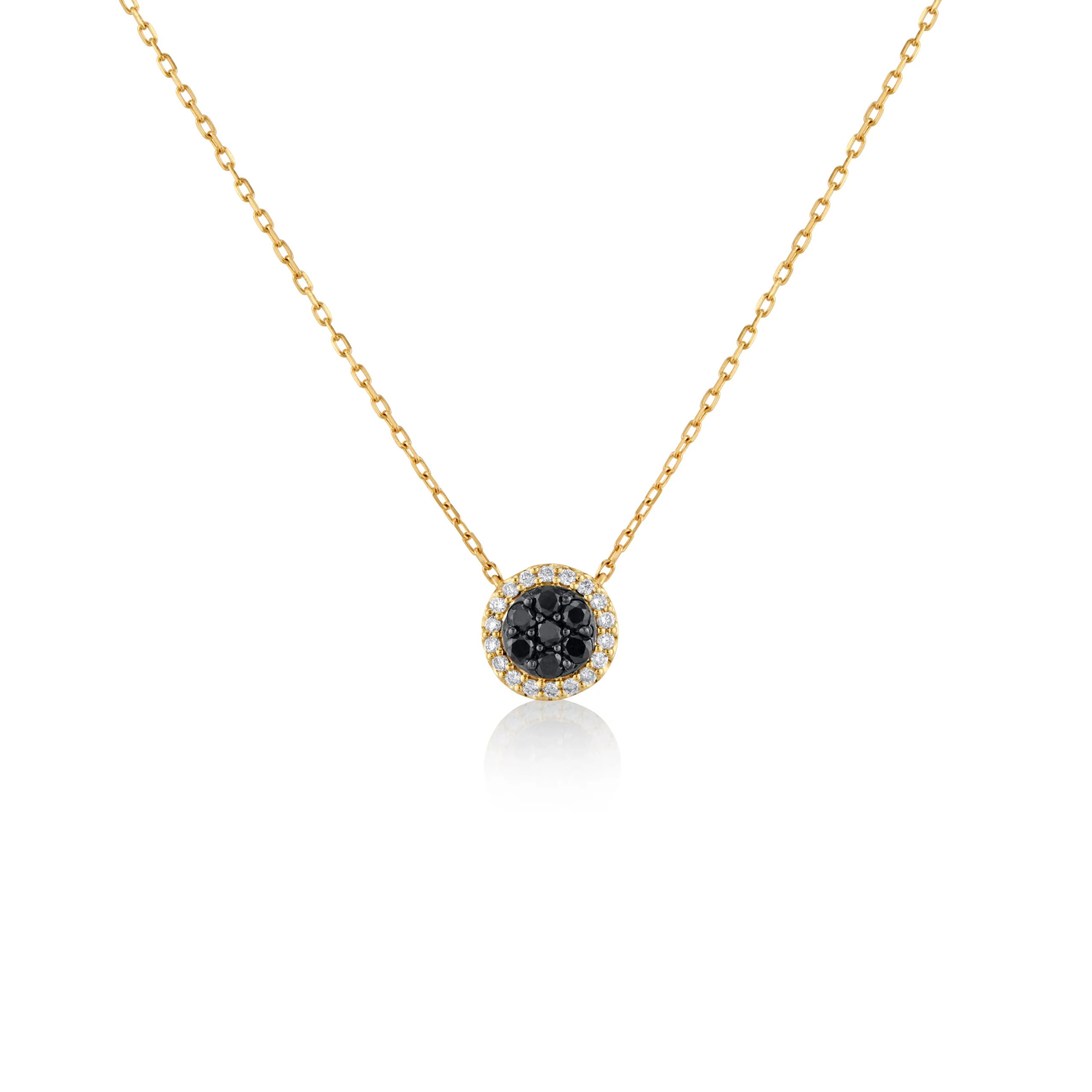 COLLAR DIAMANTES NEGROS CON HALO DIAMANTES EN ORO 18K - Gallery 1
