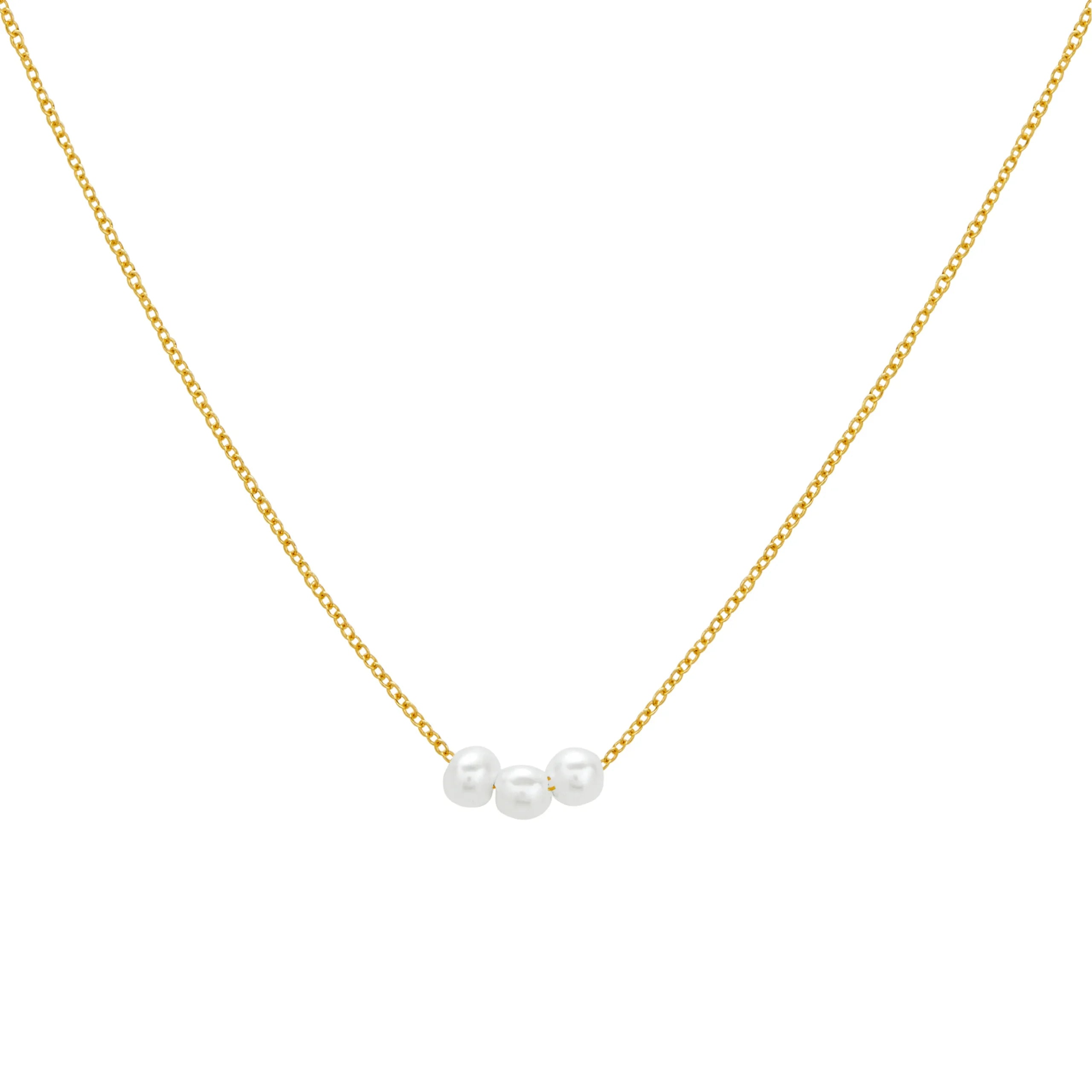 COLLAR PERLA TRIPLE EN ORO 18K - Gallery 1
