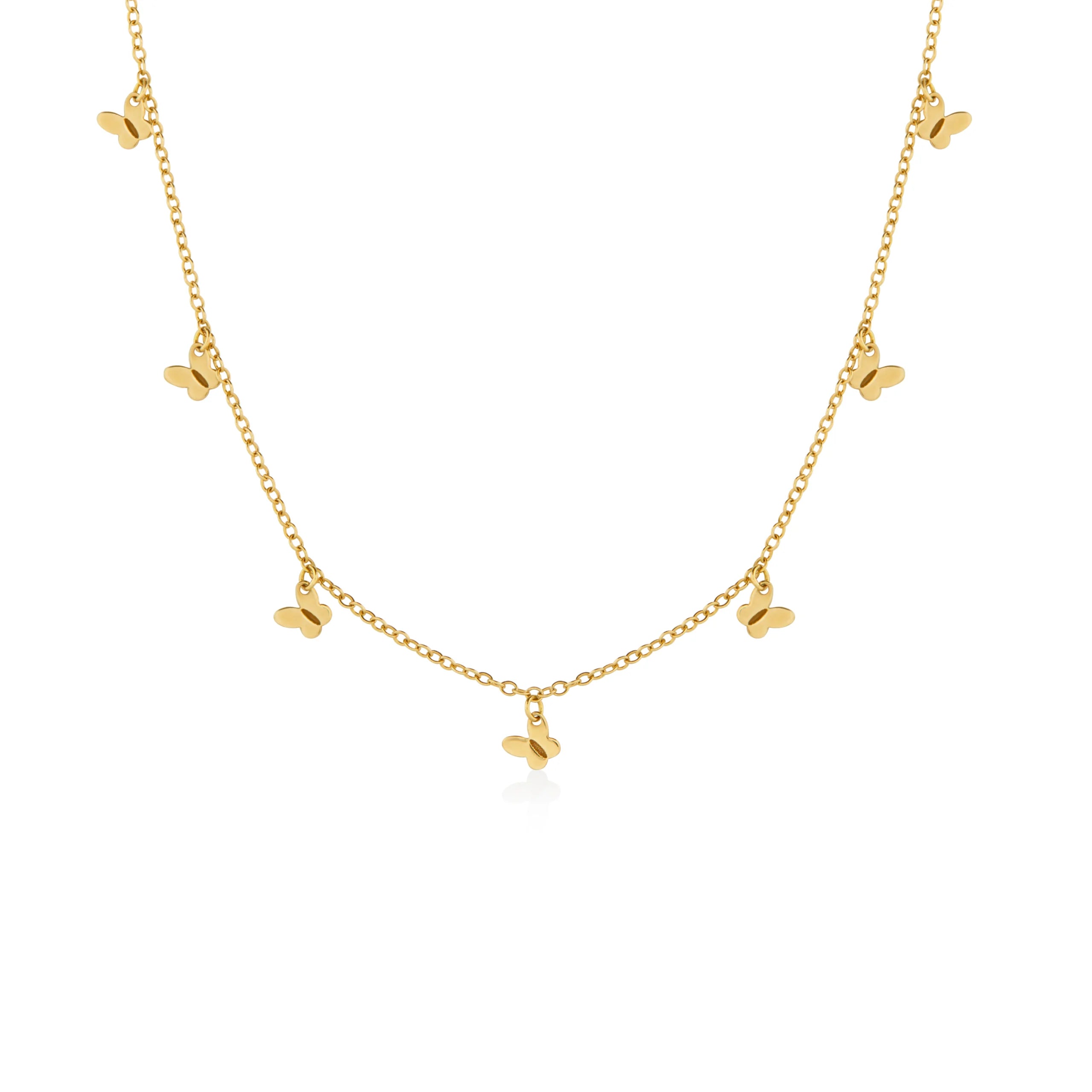 COLLAR MARIPOSAS COLGANTES EN ORO 18K - Gallery 1
