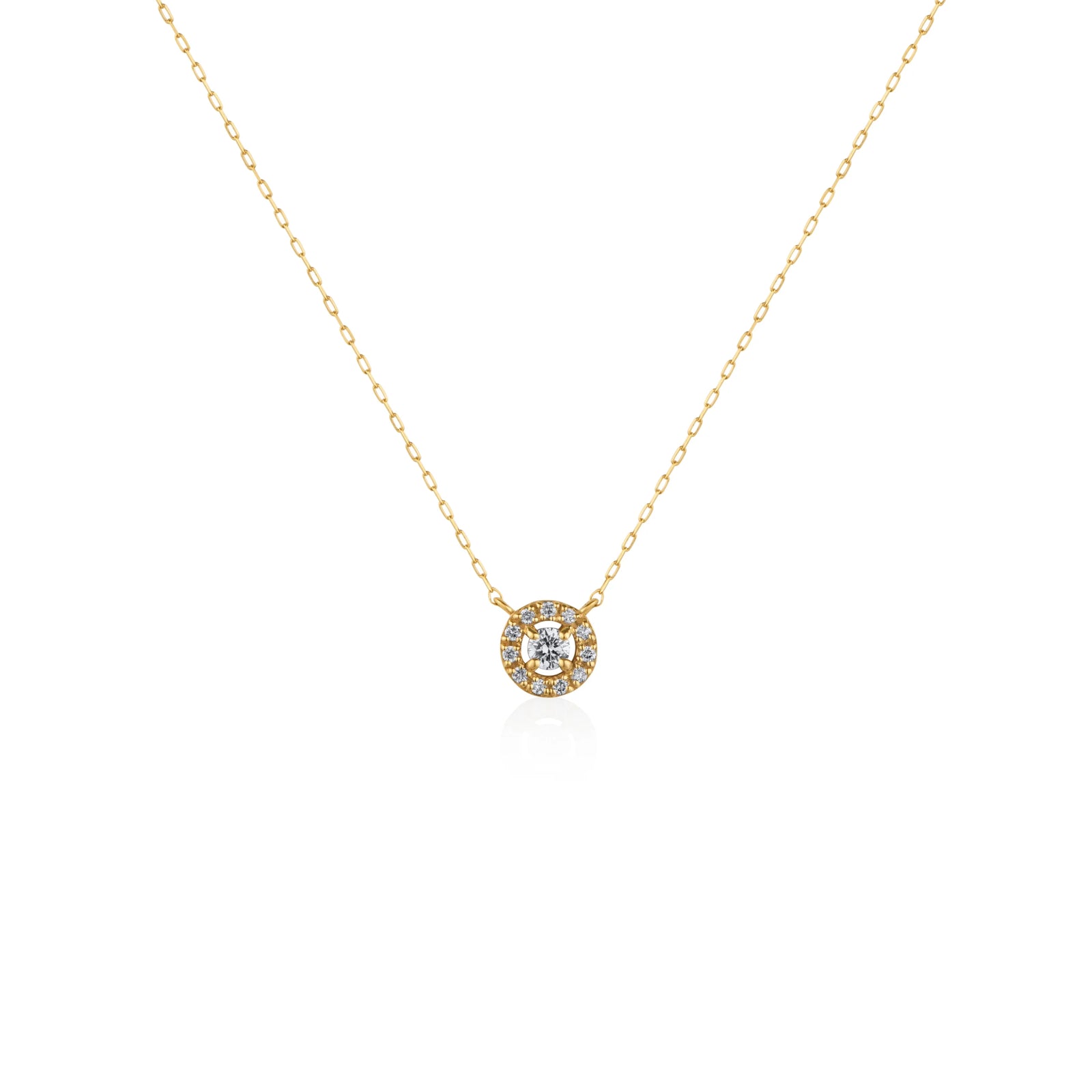 COLLAR DIAMANTE CON HALO DIAMANTES EN ORO 18K - Image 1