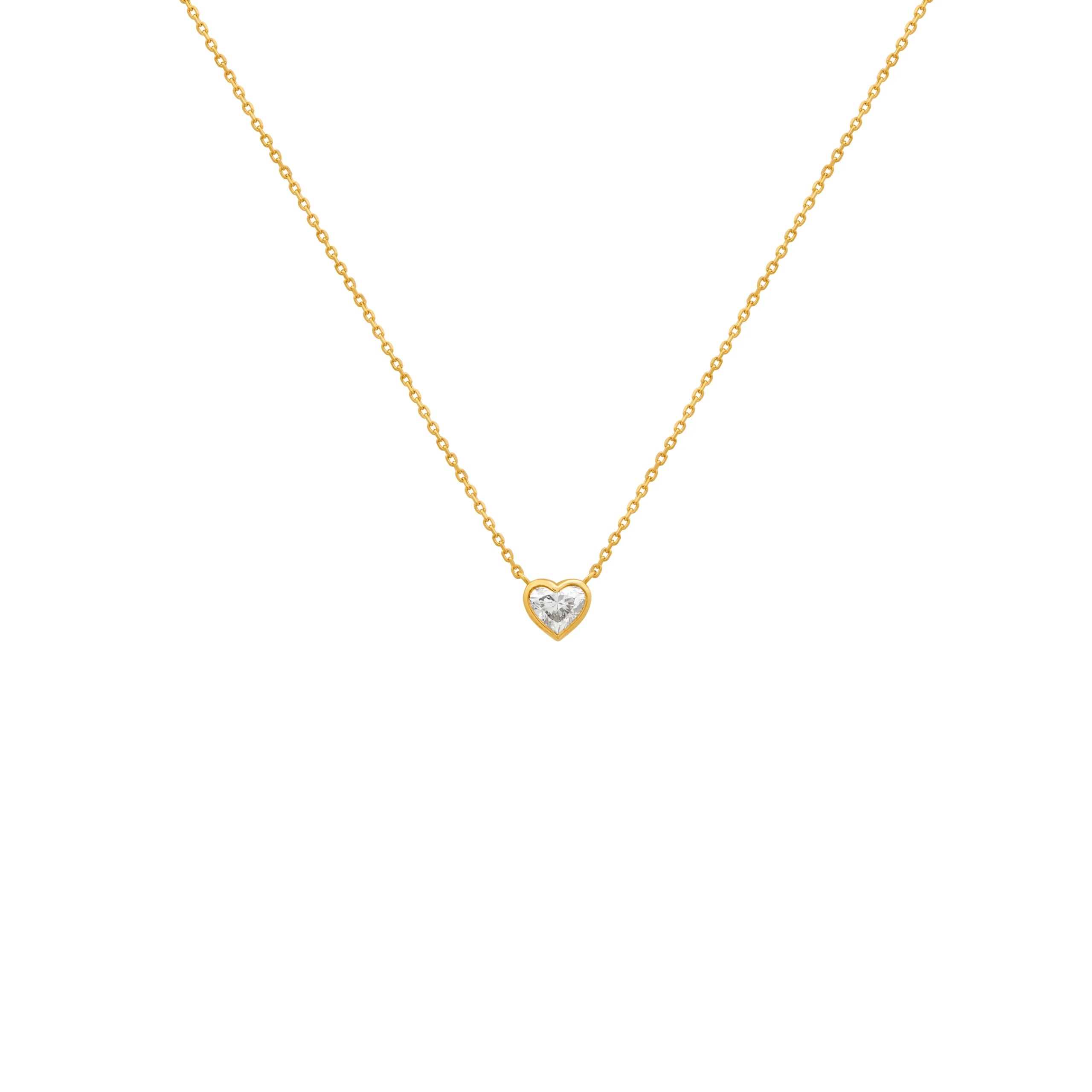 COLLAR CORAZÓN DIAMANTE BISELADO EN ORO 18K - Gallery 1