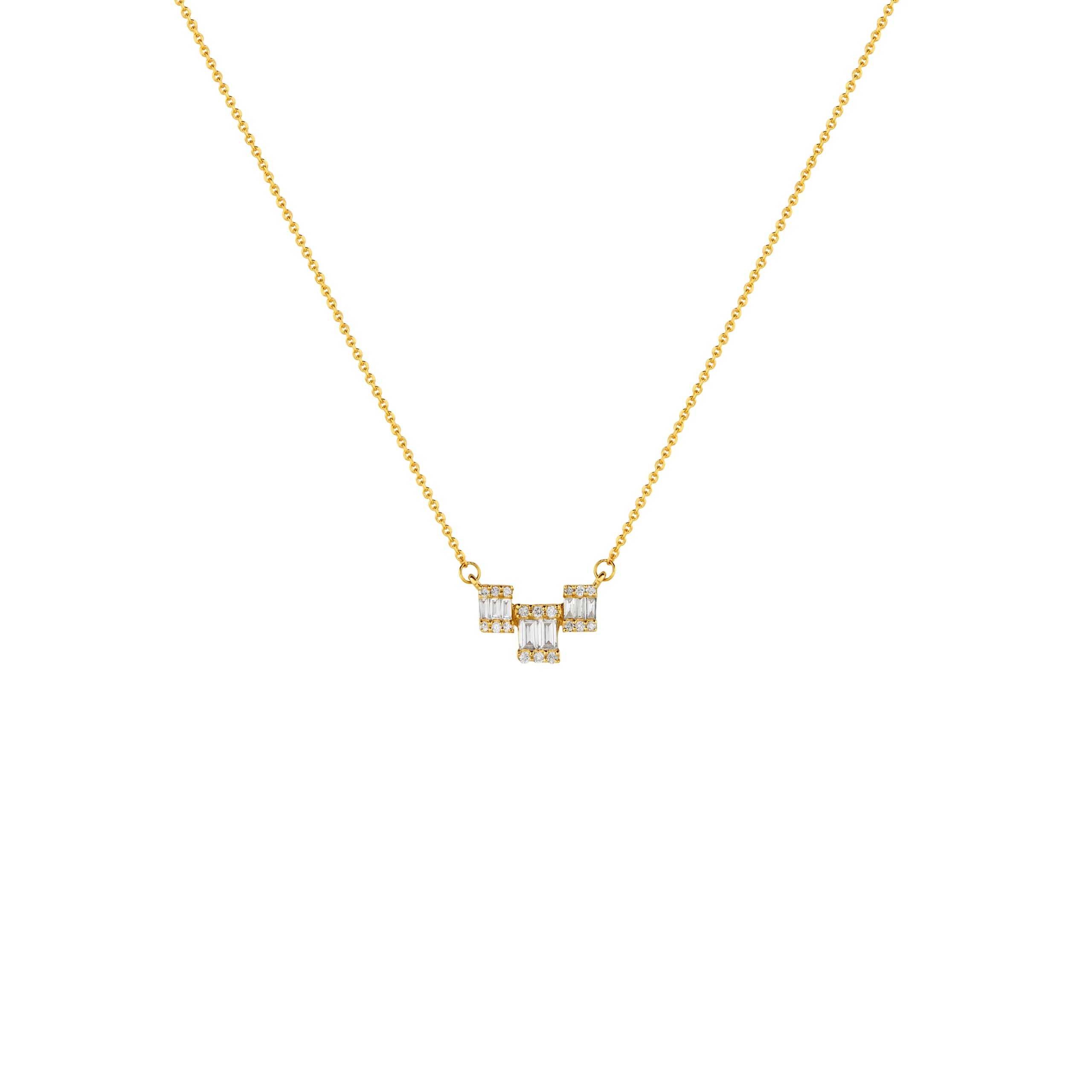COLLAR DIAMANTES RECTÁNGULOS EN ORO 18K - Gallery 1