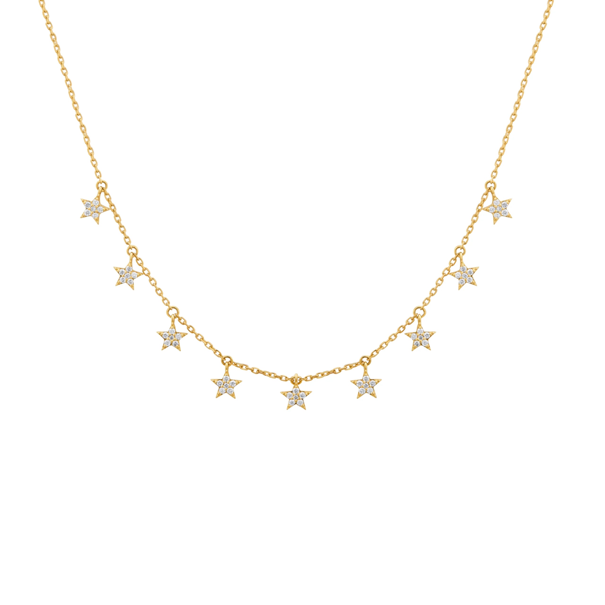 COLLAR ESTRELLAS COLGANTES CON DIAMANTES EN ORO 18K - Gallery 1