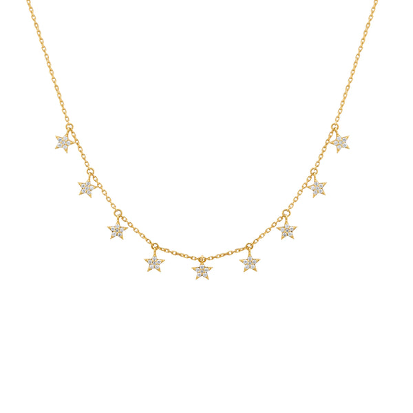 COLLAR ESTRELLAS COLGANTES CON DIAMANTES EN ORO 18K