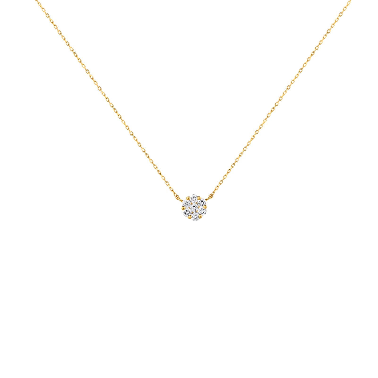 COLLAR DIAMANTES ROSETA REDONDA EN ORO 18K - Image 1