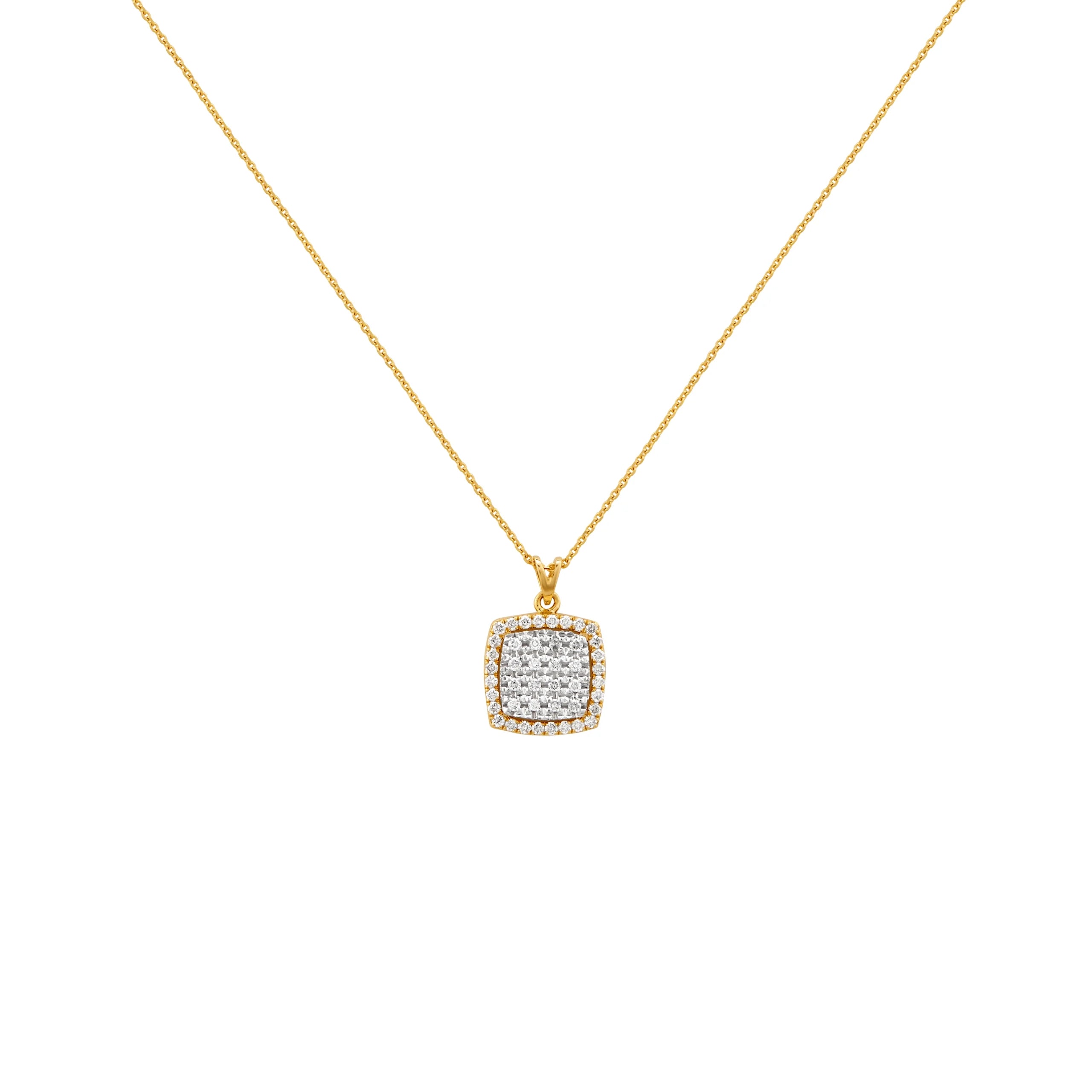 COLLAR DIAMANTES ROSETA CUADRADA EN ORO 18K - Gallery 1