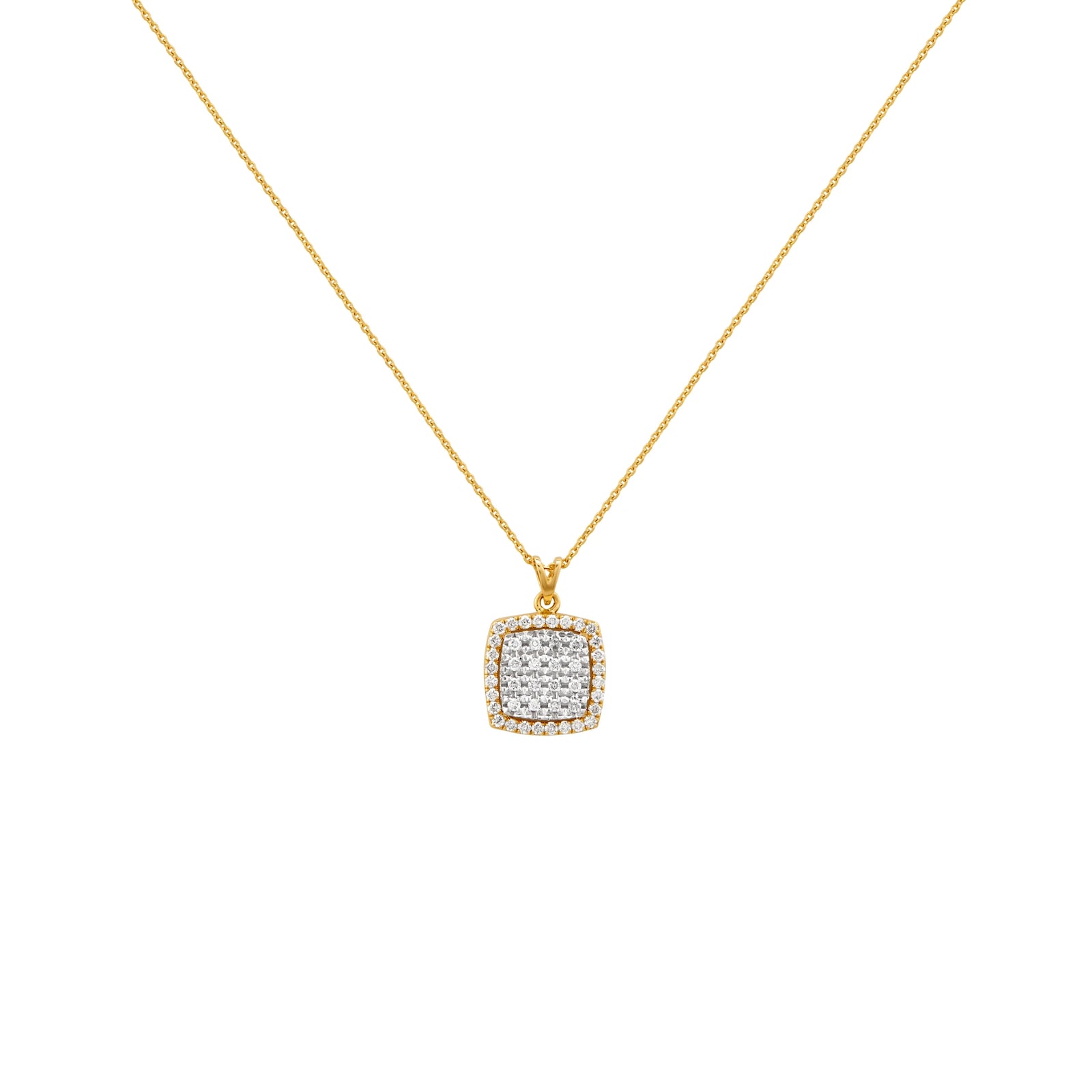 COLLAR DIAMANTES ROSETA CUADRADA EN ORO 18K - Image 1