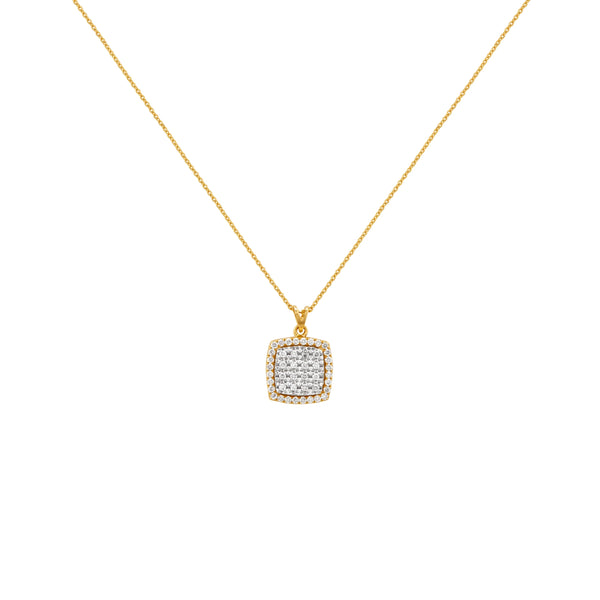 COLLAR DIAMANTES ROSETA CUADRADA EN ORO 18K