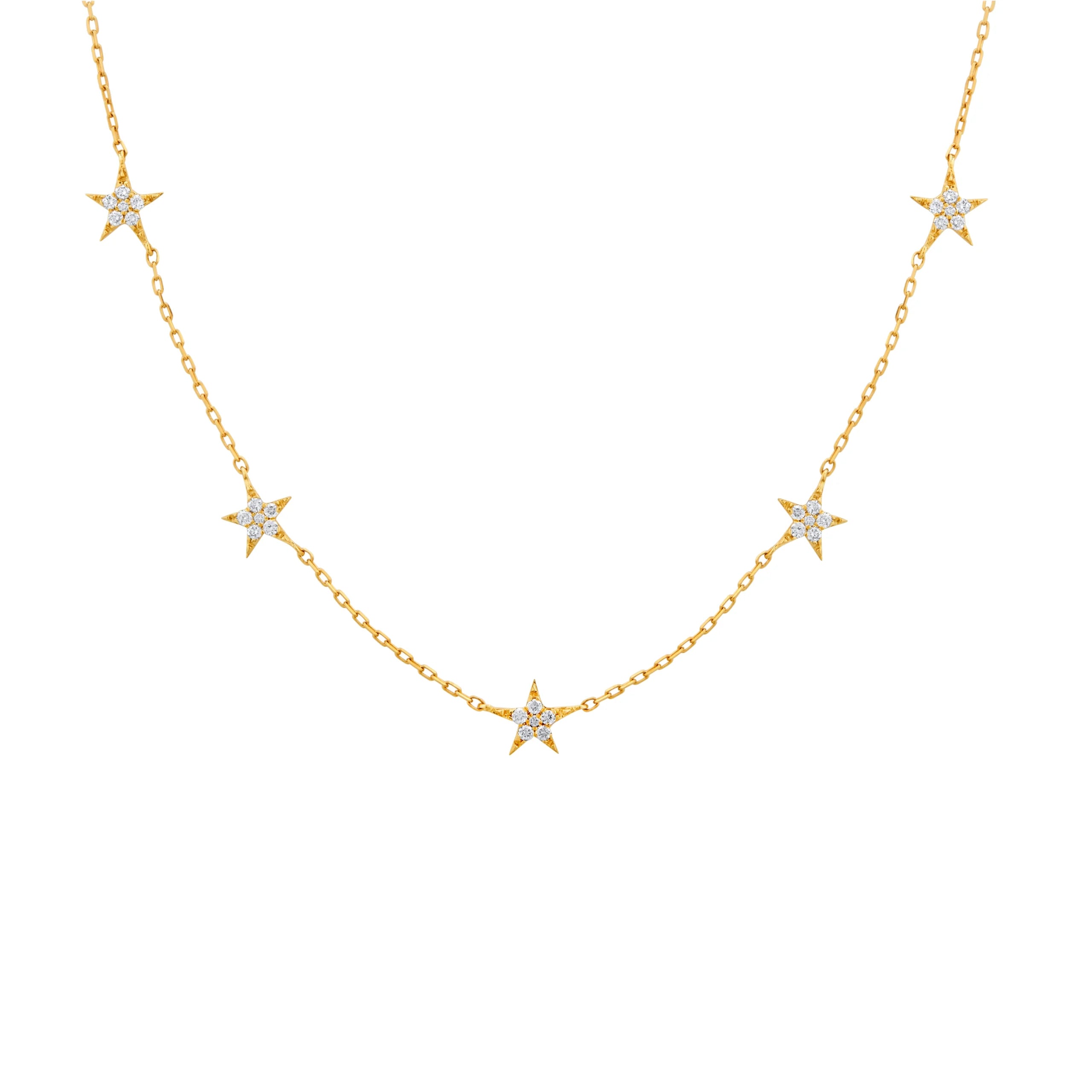 COLLAR ESTRELLAS DIAMANTES EN ORO 18K - Gallery 1