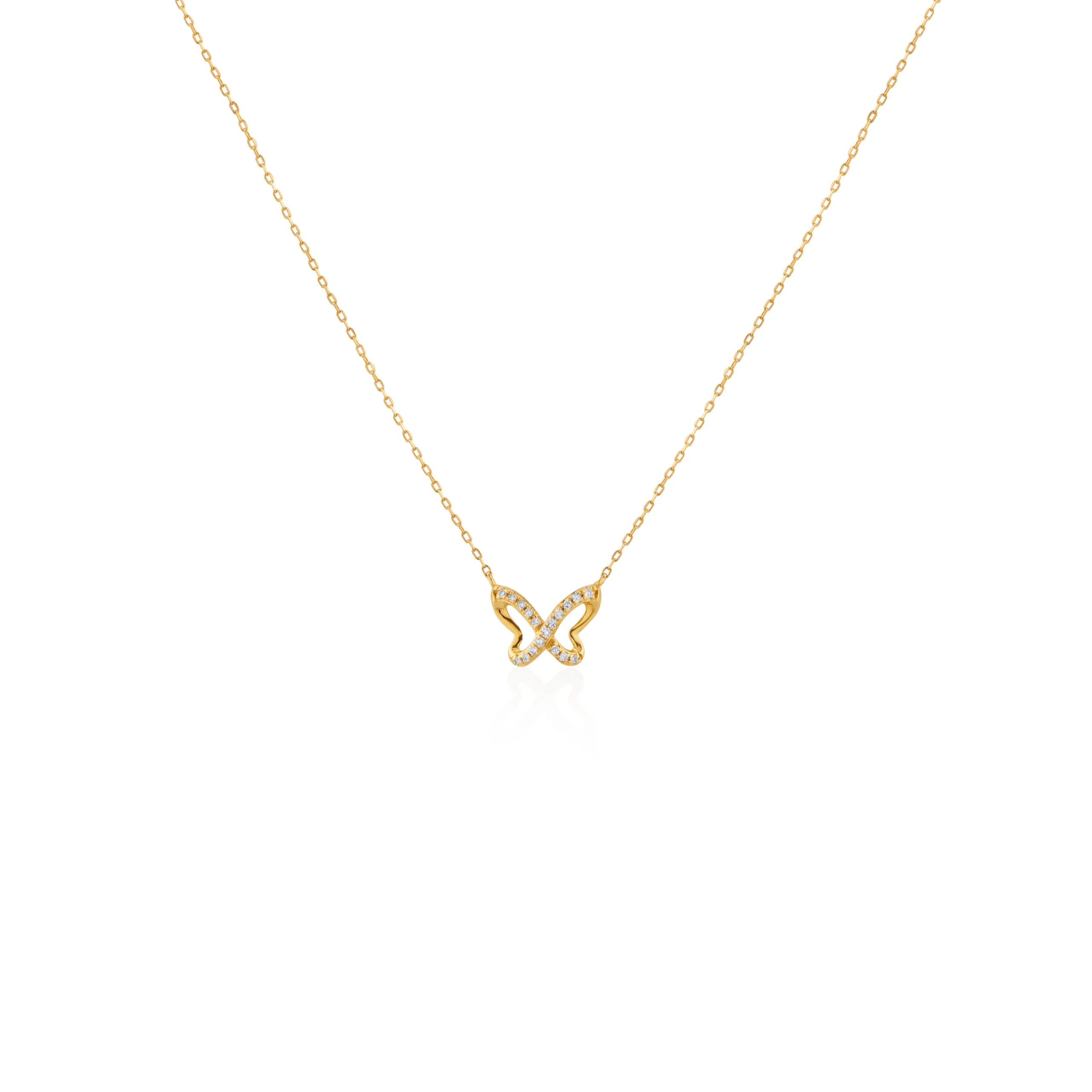 COLLAR MARIPOSA CRUZADA DIAMANTES 0.05CT EN ORO 18K - Gallery 1
