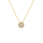 COLLAR DIAMANTE CON HALO DOBLE DIAMANTES EN ORO 18K - Thumbnail 1