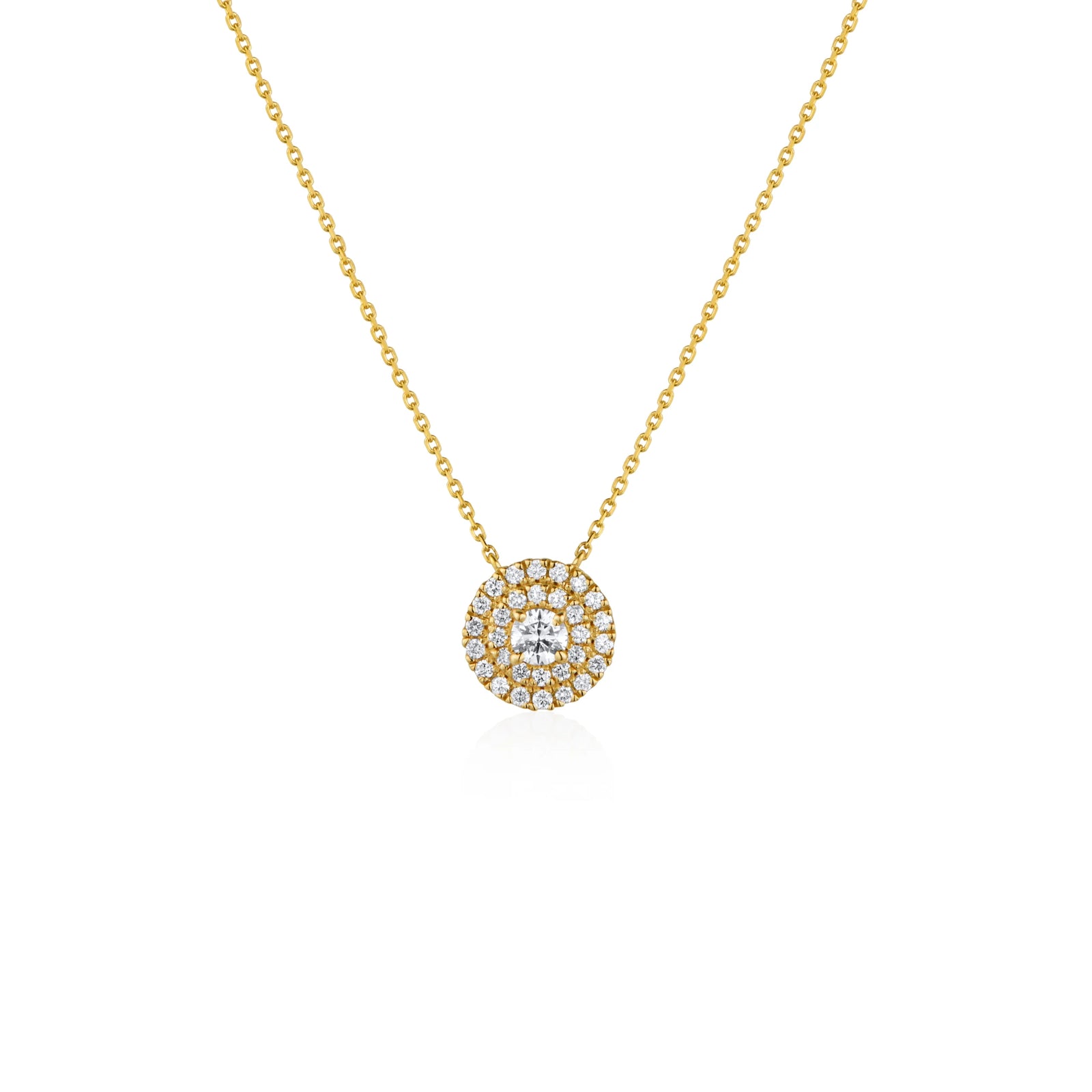 COLLAR DIAMANTE CON HALO DOBLE DIAMANTES EN ORO 18K - Image 1