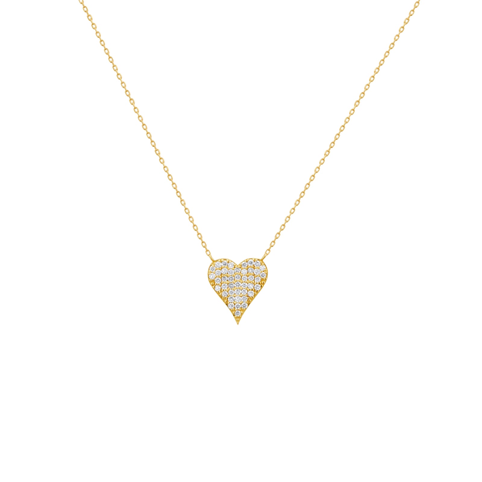 COLLAR CORAZON CON DIAMANTES LARGO EN ORO 18K - Image 1
