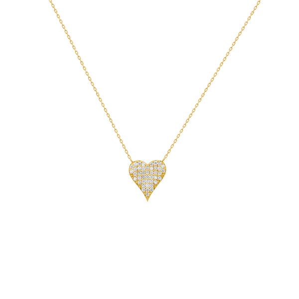 COLLAR CORAZON CON DIAMANTES LARGO EN ORO 18K