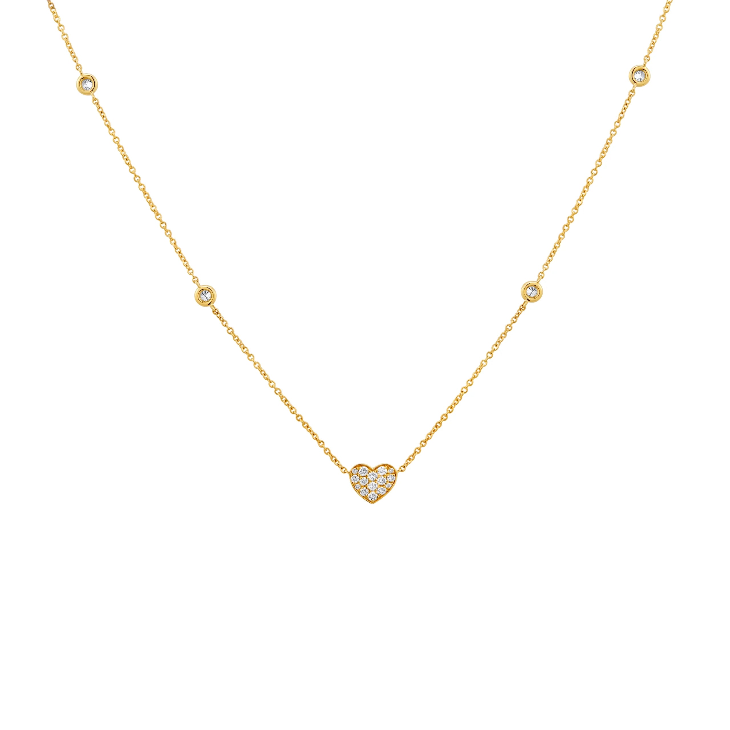 COLLAR CORAZÓN CON DIAMANTES 0.21CT EN ORO 18K - Gallery 1