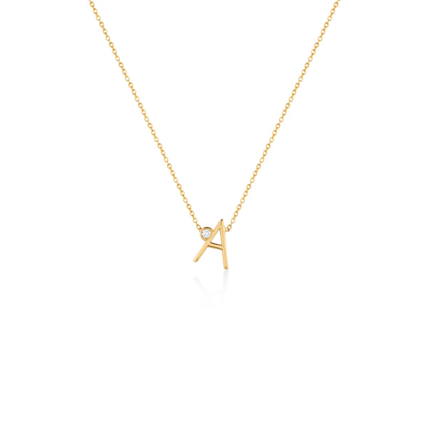 COLLAR INICIAL CON DIAMANTE EN ORO 18K
