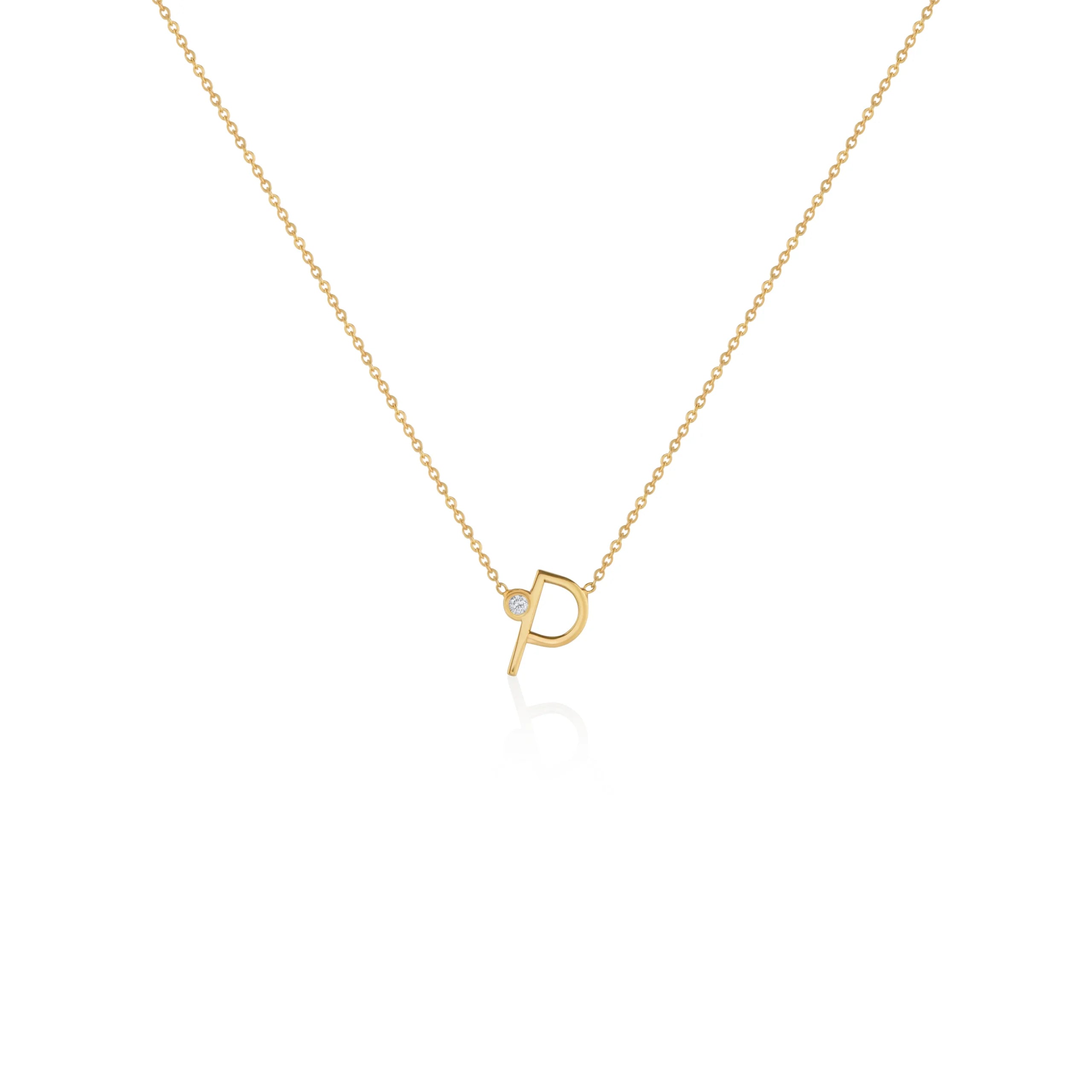 COLLAR INICIAL CON DIAMANTE EN ORO 18K - Gallery 4