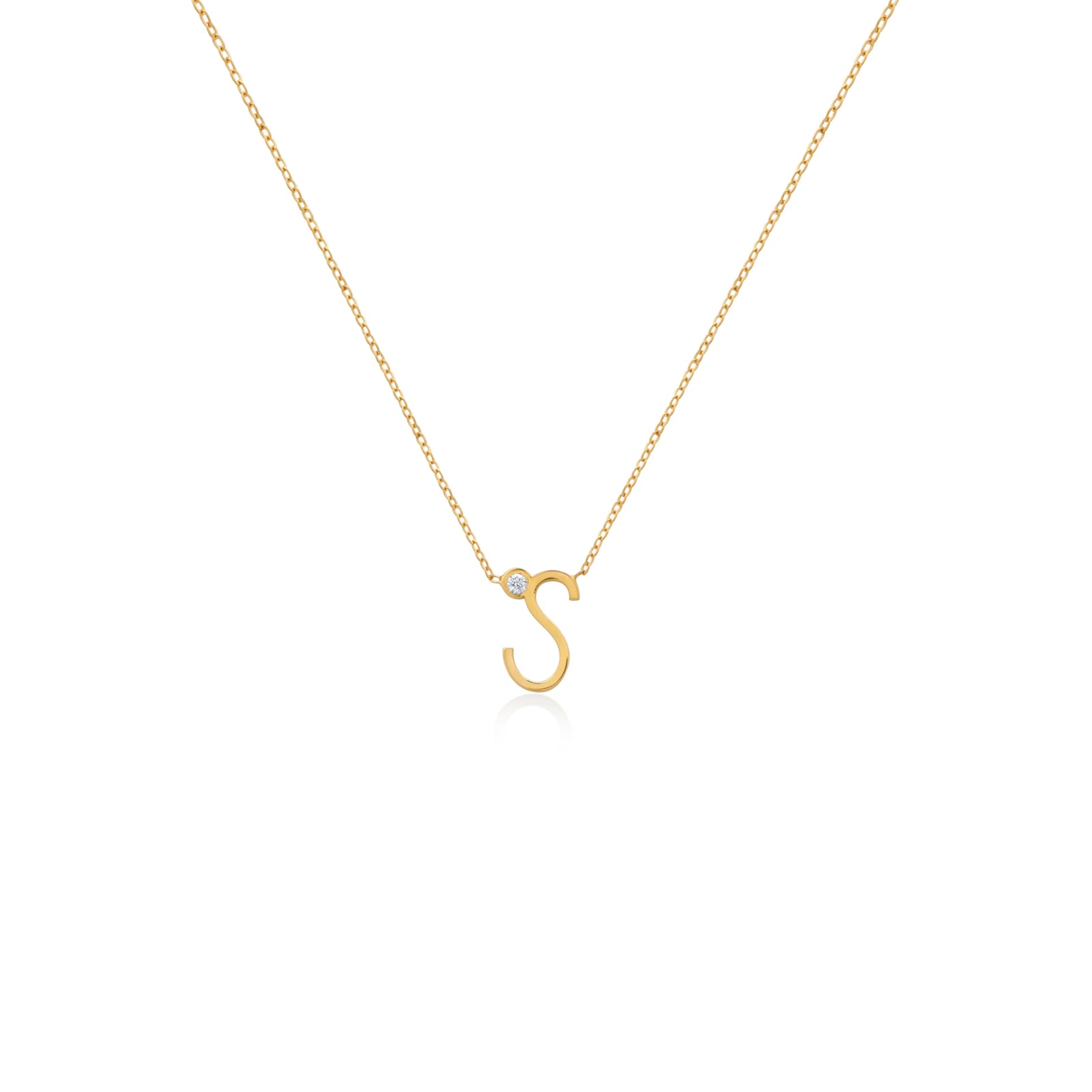 COLLAR INICIAL CON DIAMANTE EN ORO 18K - Image 2