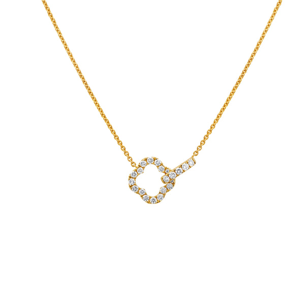 COLLAR DIAMANTES TRÉBOL CON CLIP EN ORO 18K