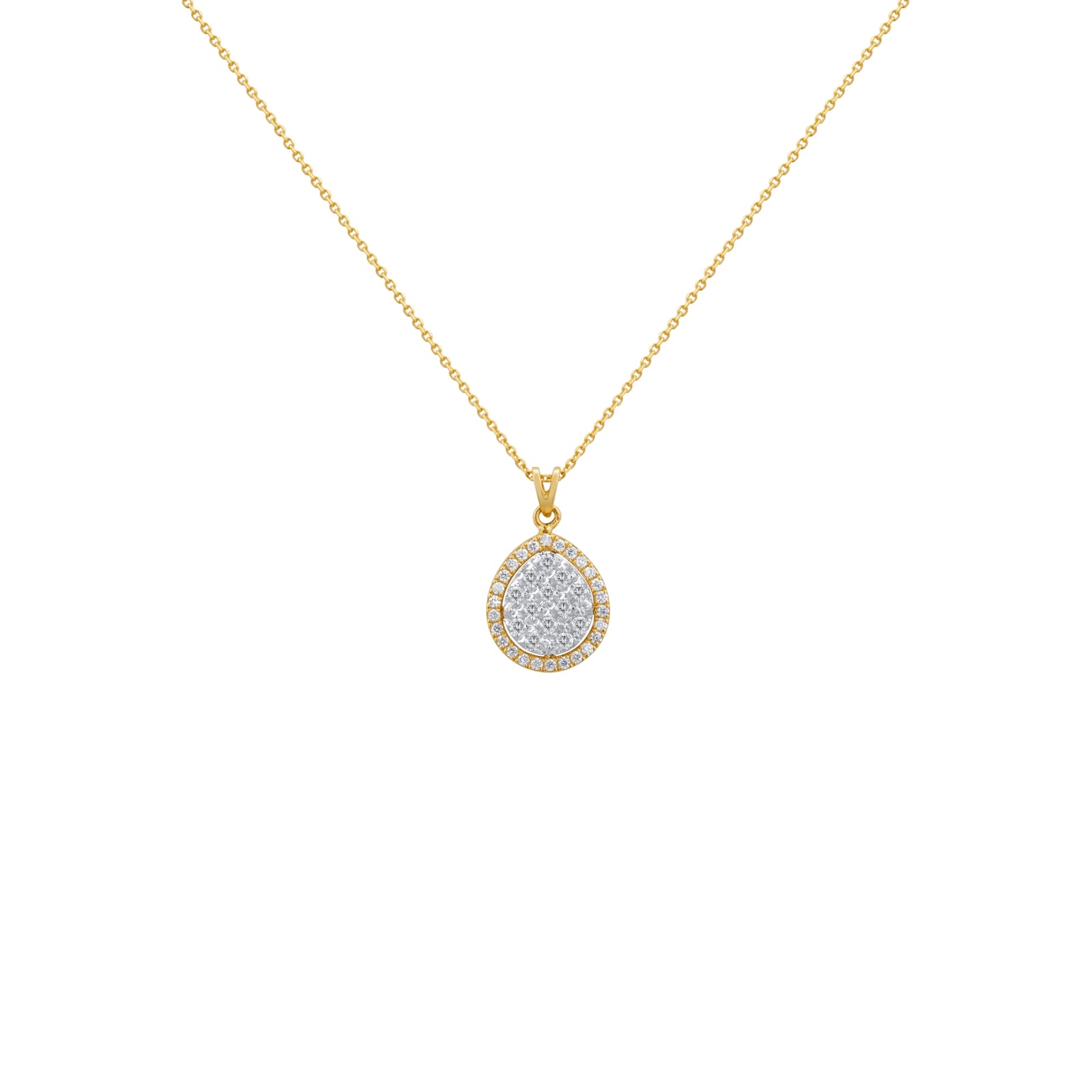 COLLAR DIAMANTES ROSETA GOTA EN ORO 18K - Image 1