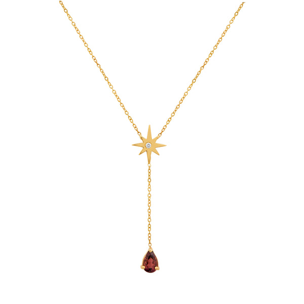 COLLAR ESTRELLA 8 PUNTAS DIAMANTE Y TURMALINA ROSADA EN ORO 18K