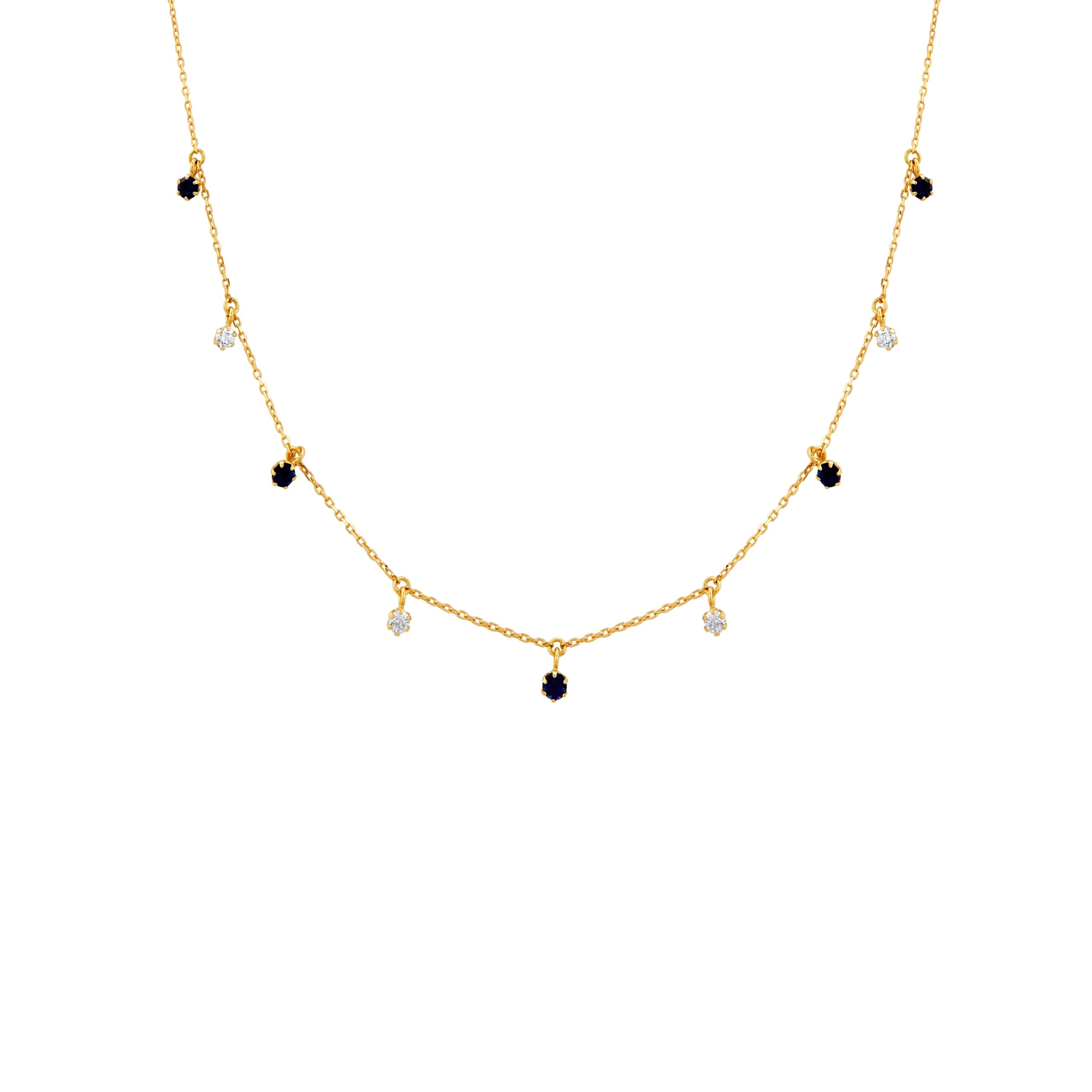COLLAR PIEDRAS COLGANTES DIAMANTES Y ZAFIROS EN ORO 18K - Gallery 1