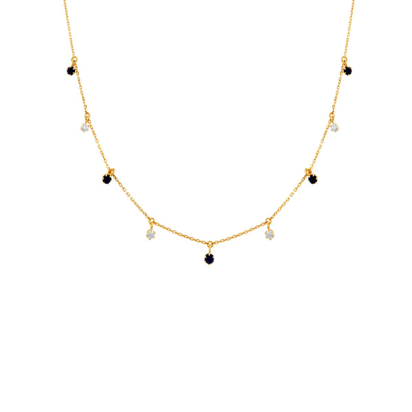 COLLAR PIEDRAS COLGANTES DIAMANTES Y ZAFIROS EN ORO 18K