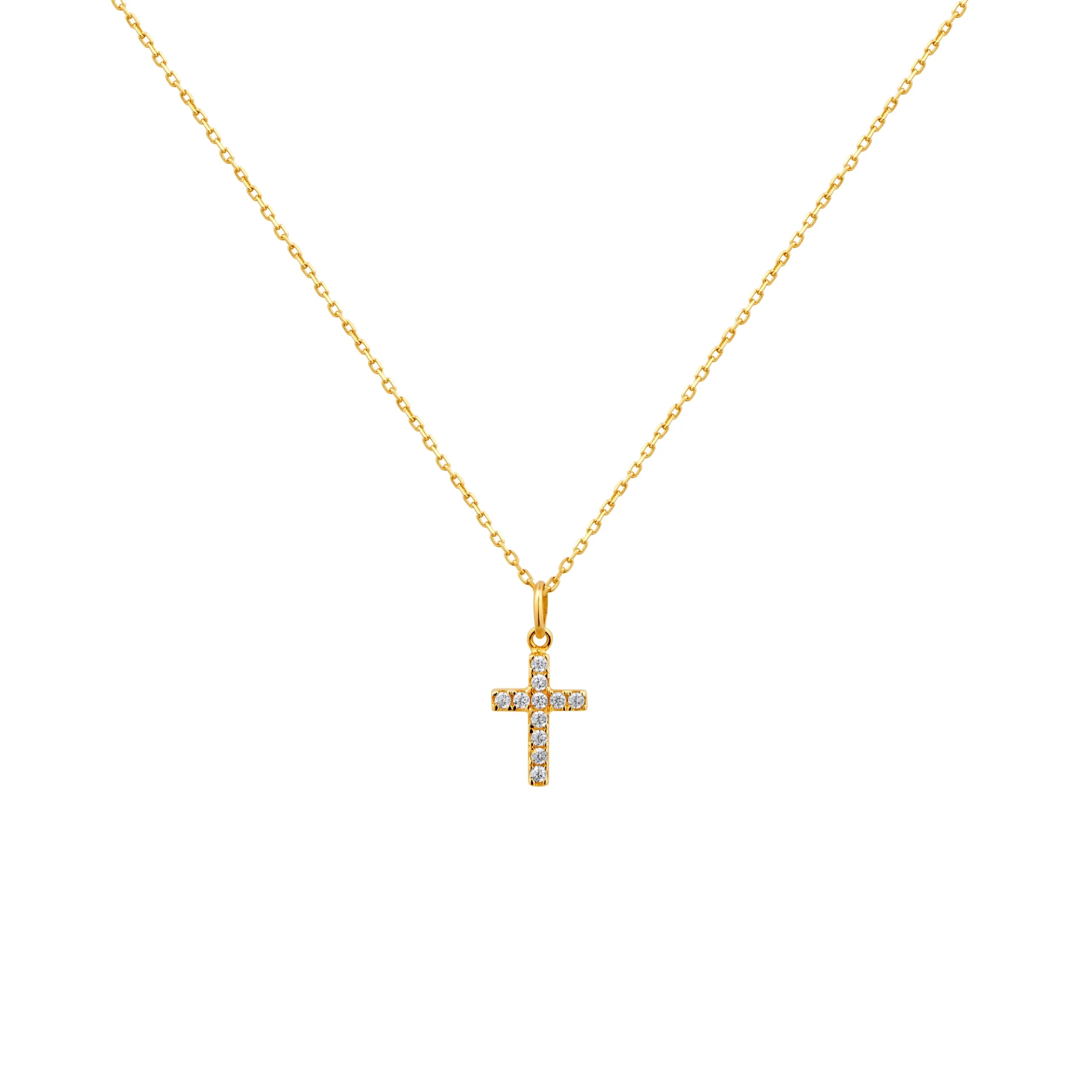 COLLAR CRUZ CON ZIRCONES EN ORO 18K - Gallery 1