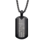 COLLAR PLACA MILITAR DE ACERO INOXIDABLE NEGRO CON METEORITO - Thumbnail 1