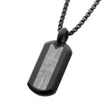 COLLAR PLACA MILITAR DE ACERO INOXIDABLE NEGRO CON METEORITO - Thumbnail 2