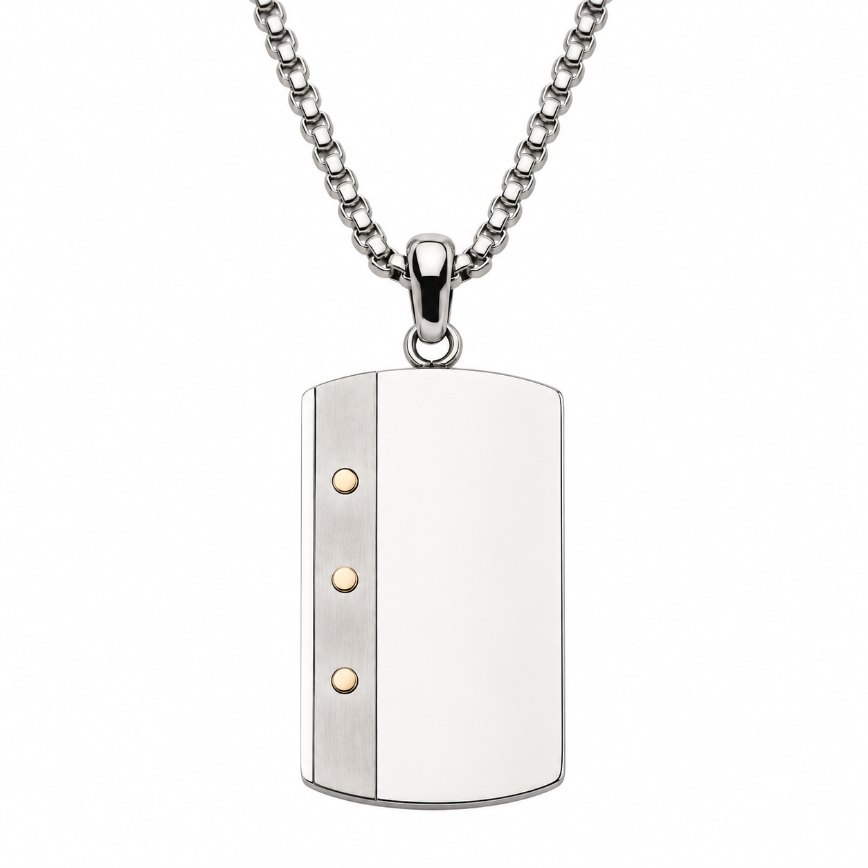 COLLAR PLACA MILITAR DE ACERO INOXIDABLE CON FRANJA MATE - Gallery 1