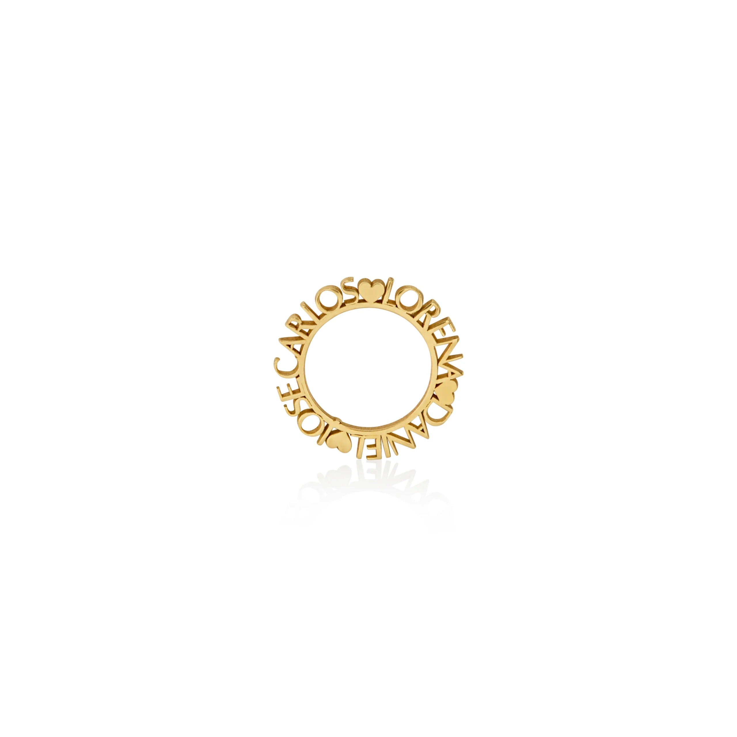 DIJE PERSONALIZABLE CÍRCULO CON CORAZONES EN ORO 18K - Gallery 1
