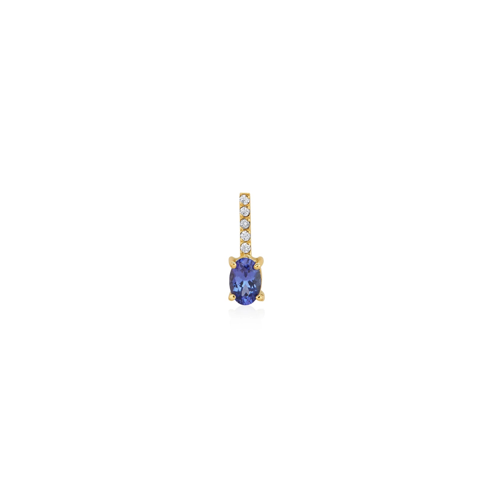 DIJE PIEDRAS DIAMANTES Y TANZANITA OVAL EN ORO 18K - Image 1