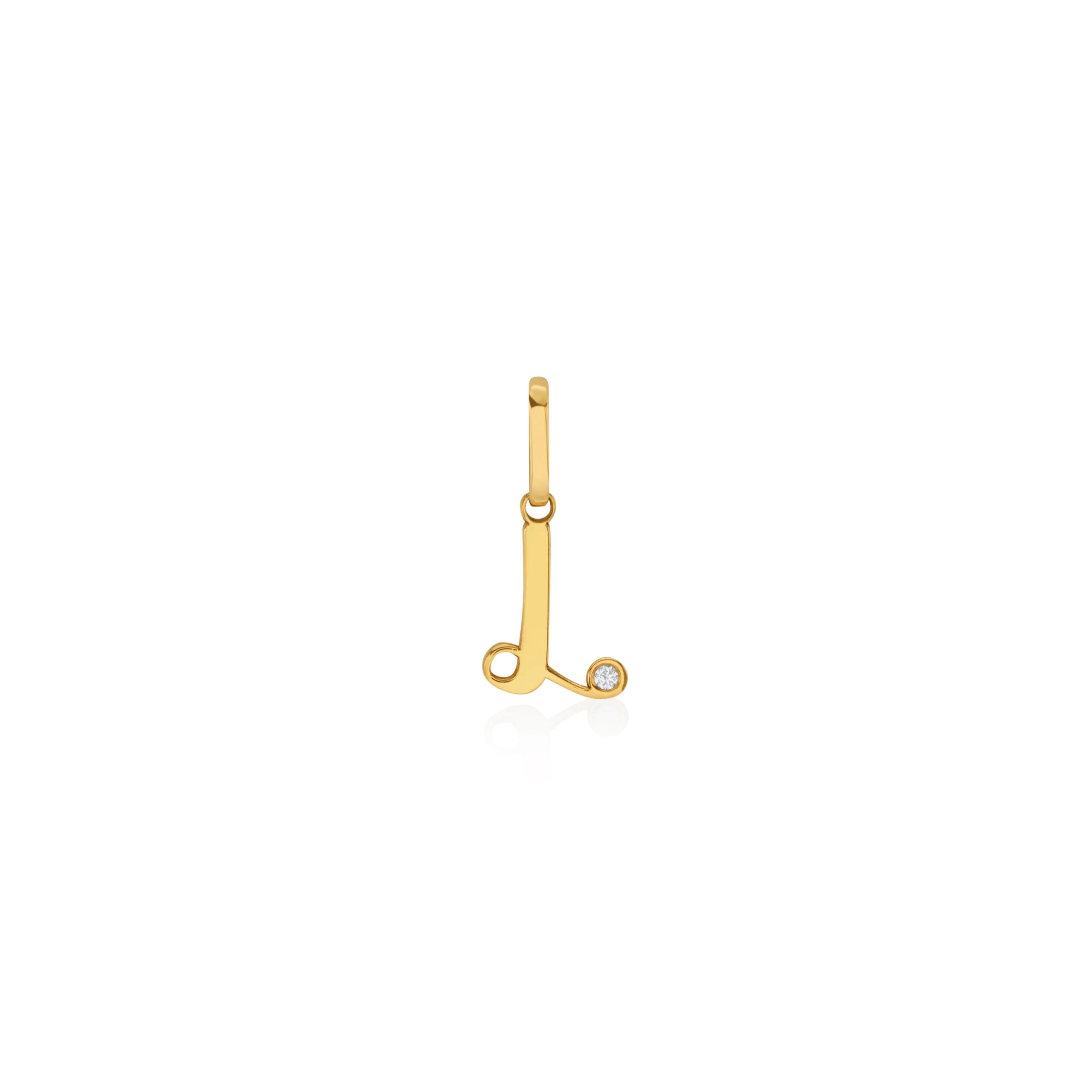 DIJE INICIAL CURSIVA CON DIAMANTE EN ORO 18K - Gallery 12