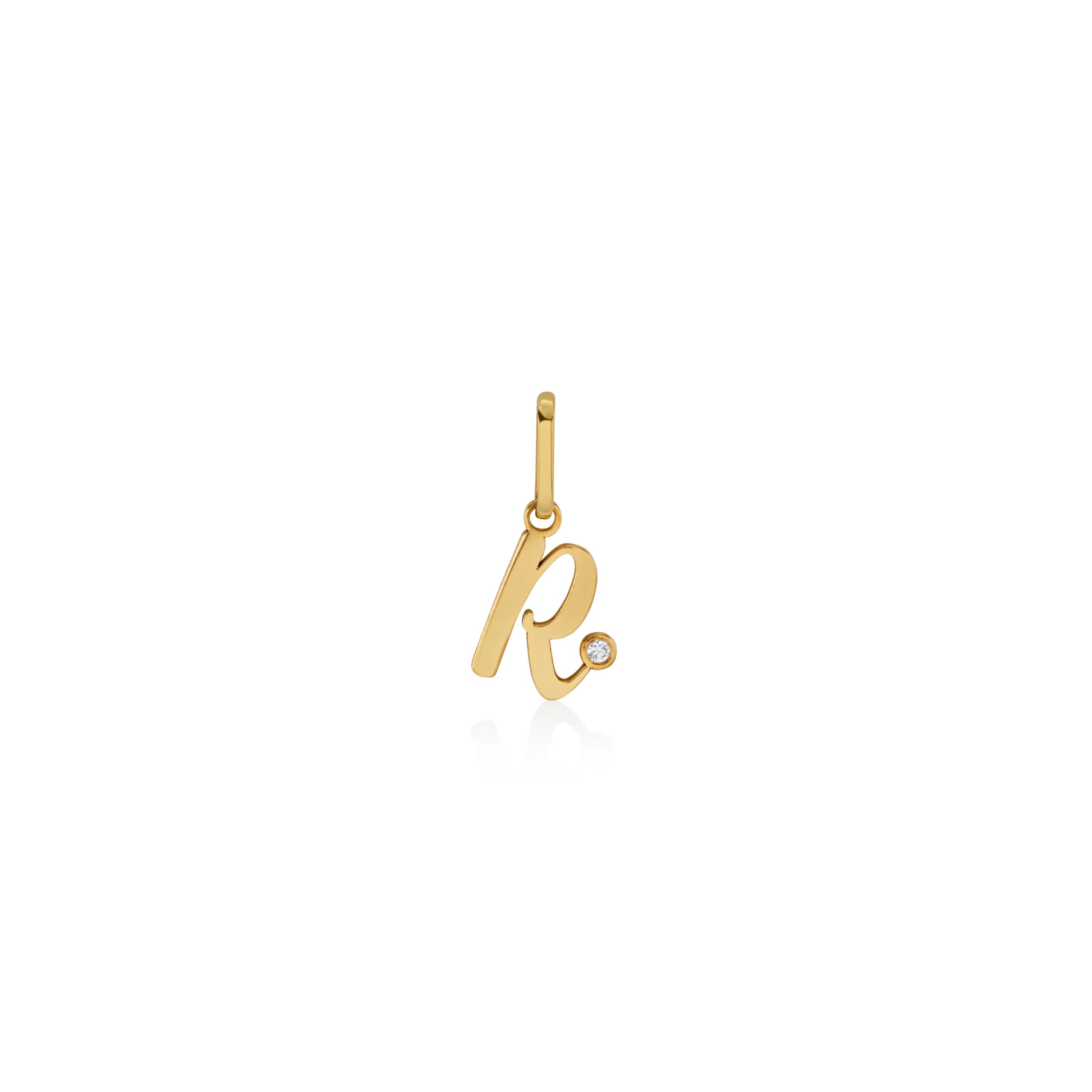 DIJE INICIAL CURSIVA CON DIAMANTE EN ORO 18K - Gallery 15