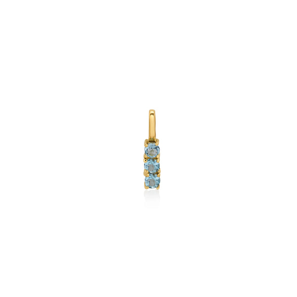 DIJE PIEDRAS TRIPLE TOPACIO AZUL EN ORO 18K