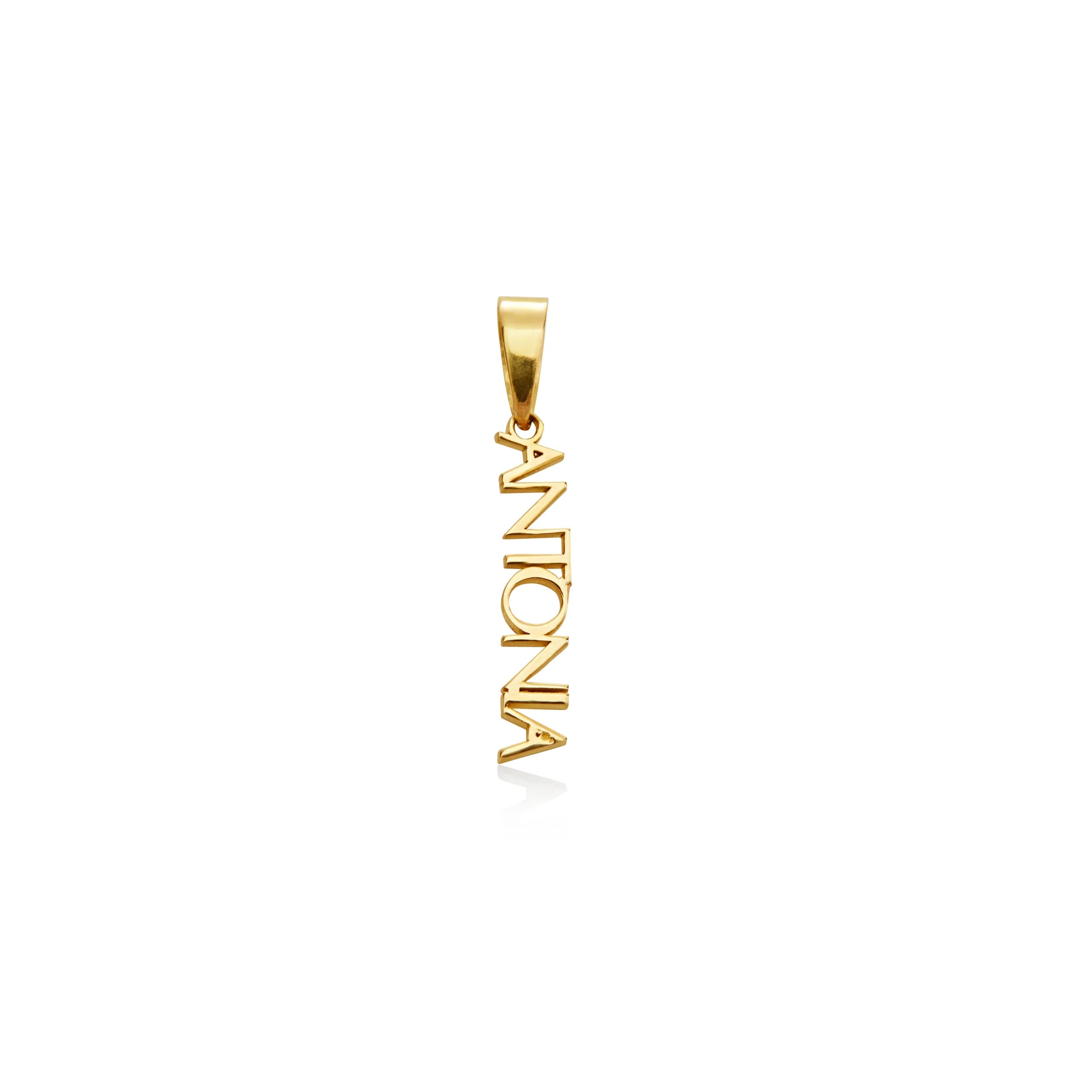 DIJE PERSONALIZABLE NOMBRE VERTICAL EN ORO 18K - Gallery 1