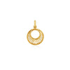 DIJE CÍRCULO DOBLE ENTORCHADO CON RAYOS EN ORO 18K